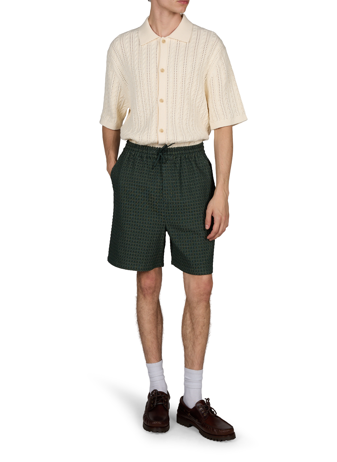 Straight cotton knit shirt LES DEUX White