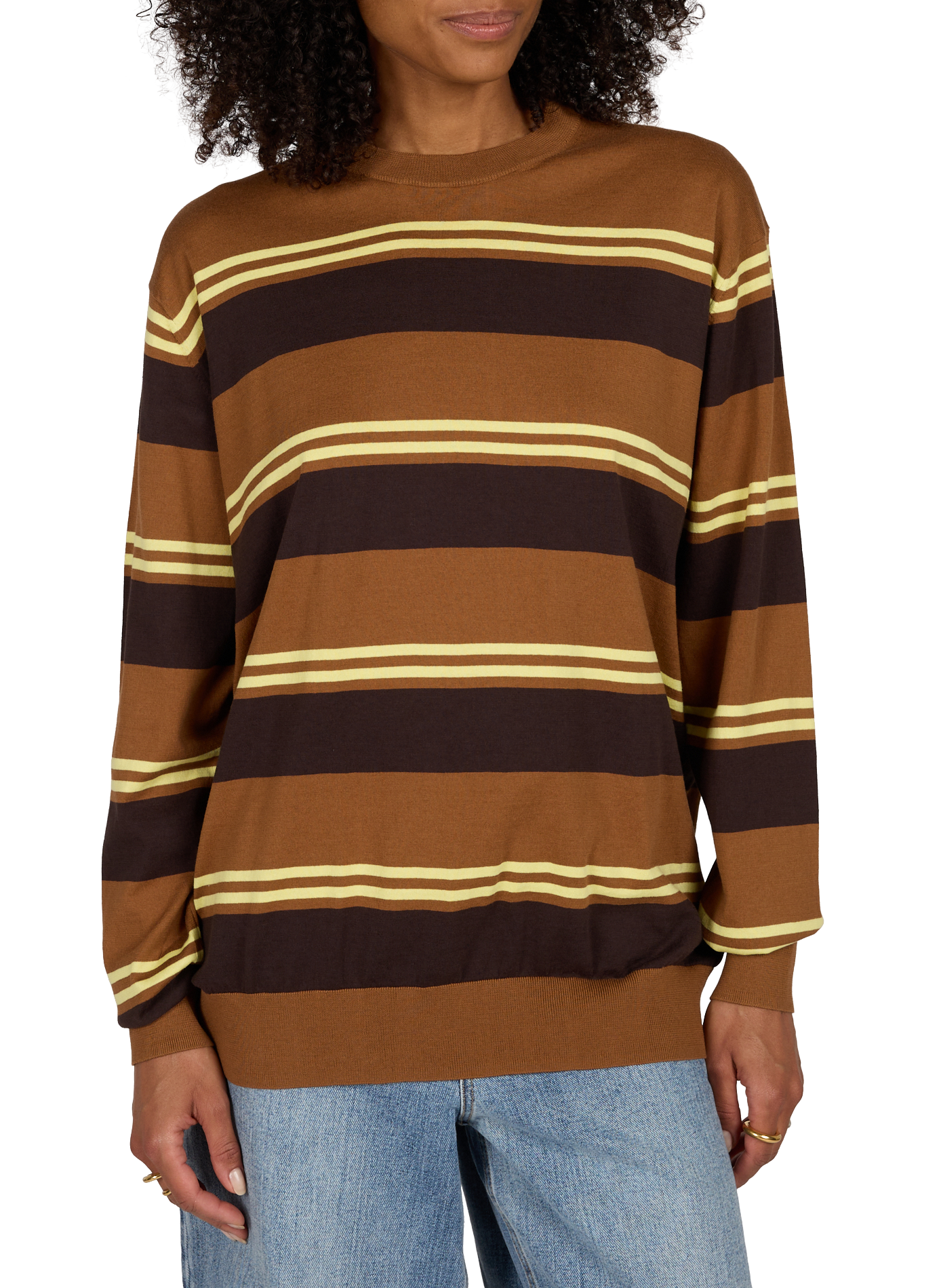 Round neck striped cotton sweater TIBI Multicolour
