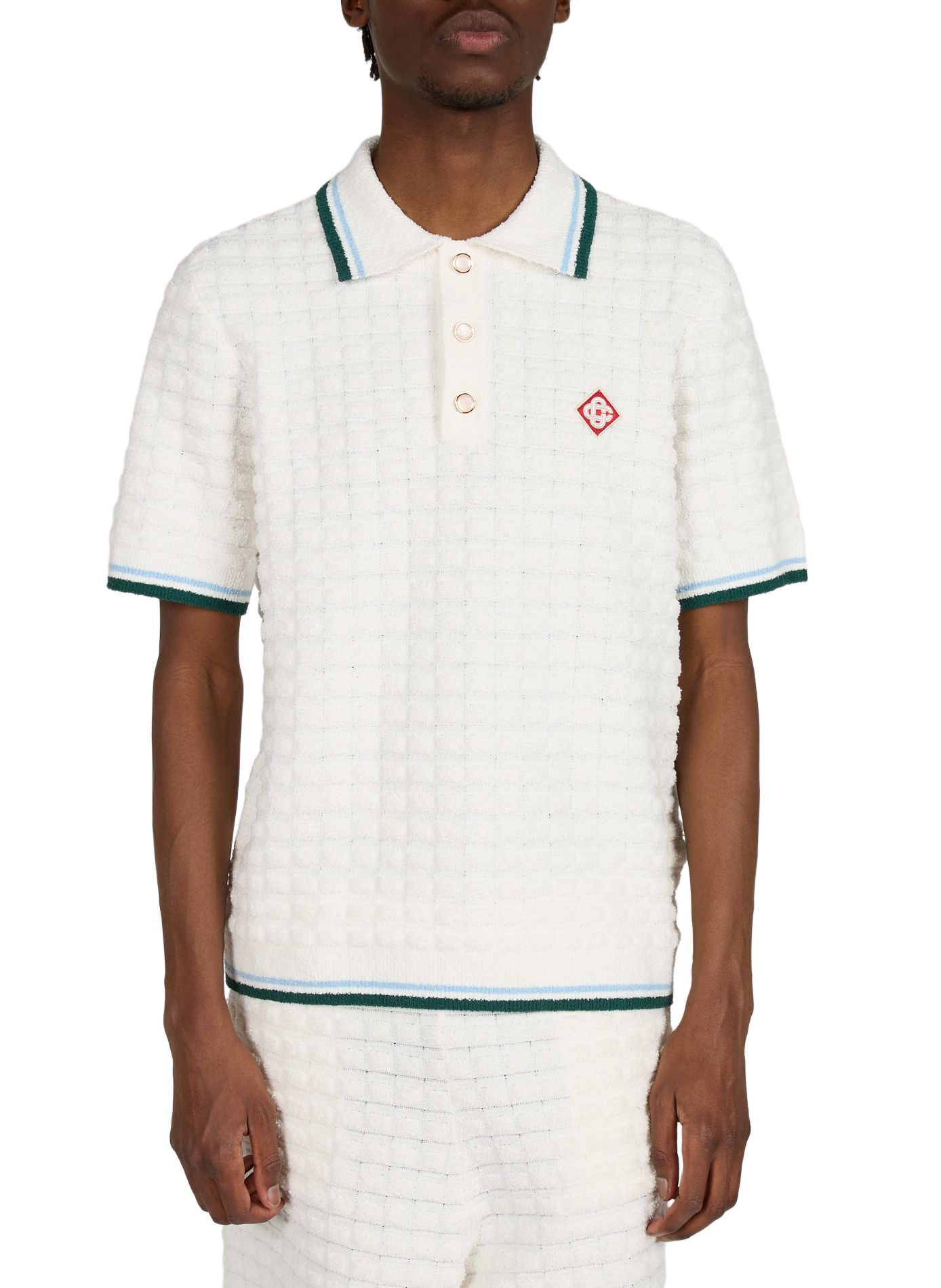 Polo in blended cotton loop fabric CASABLANCA PARIS White