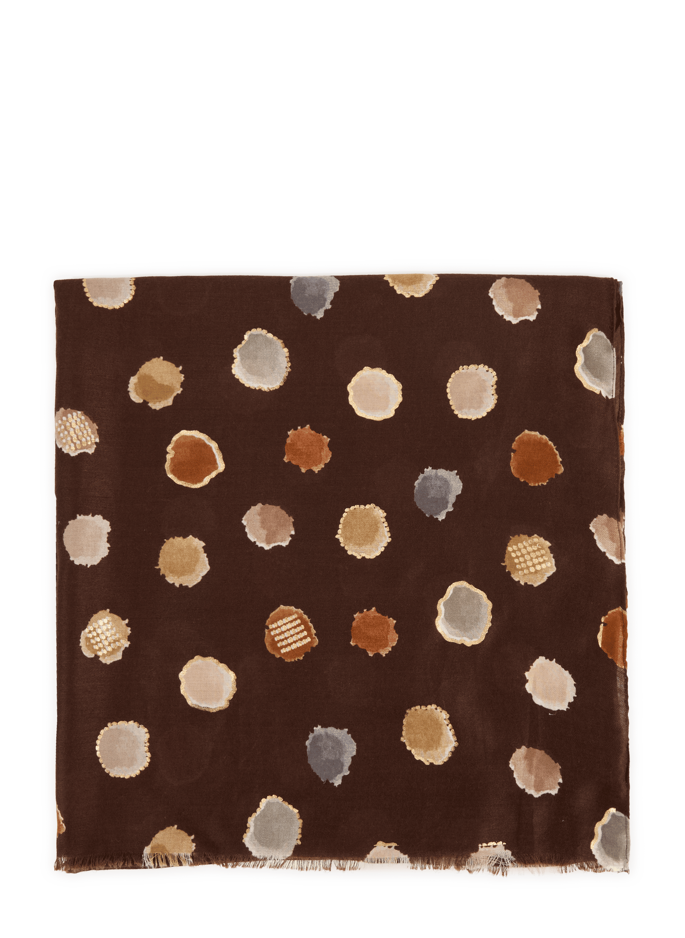 Scarf with pattern and fringes  Marron fonce