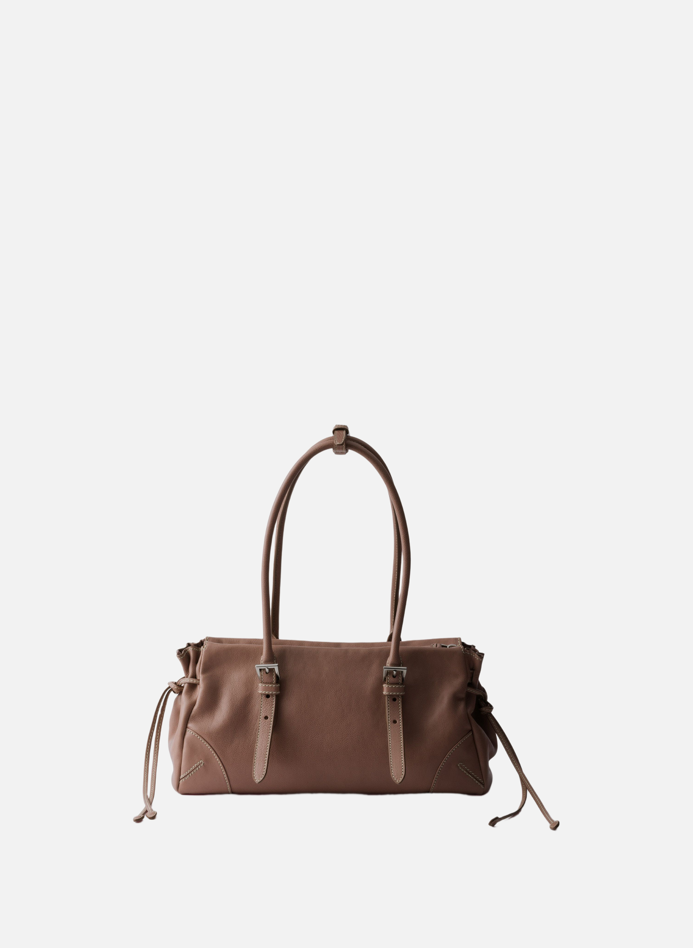 Cabas prada bonnie en cuir vieilli de taille moyen PRADA Marron
