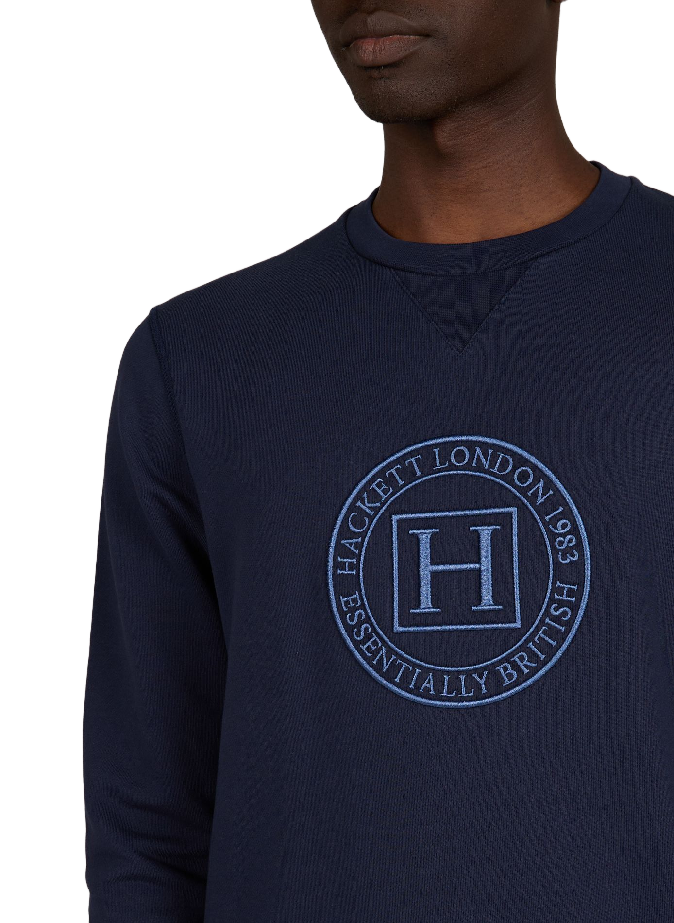 Straight round-neck sweatshirt with embroidery HACKETT Blue