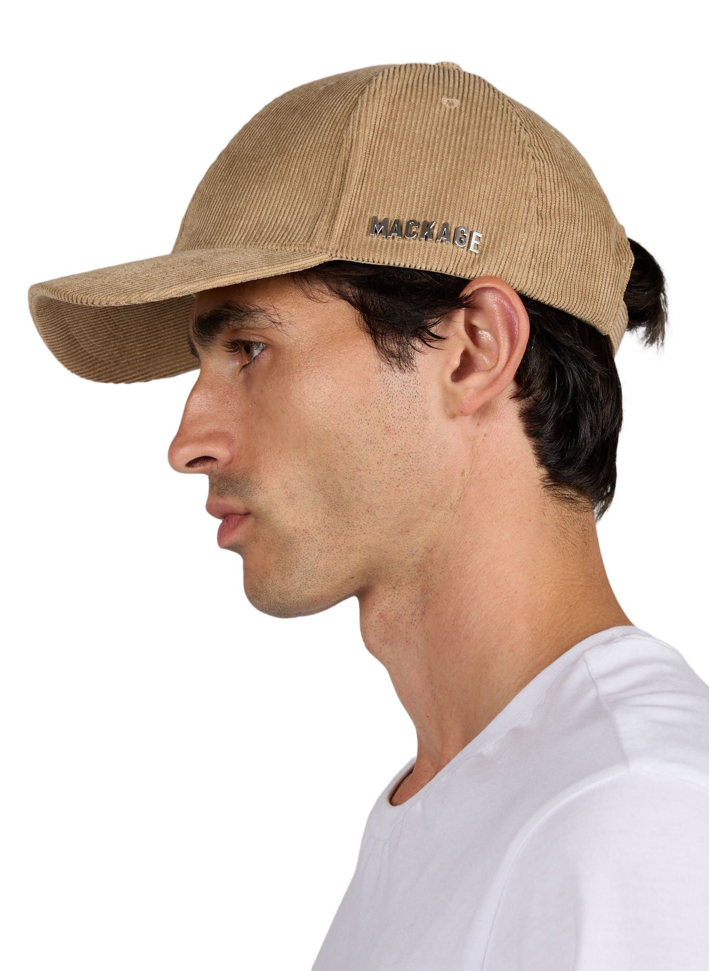 Gerippte Kappe mit metallisiertem Logo MACKAGE Beige