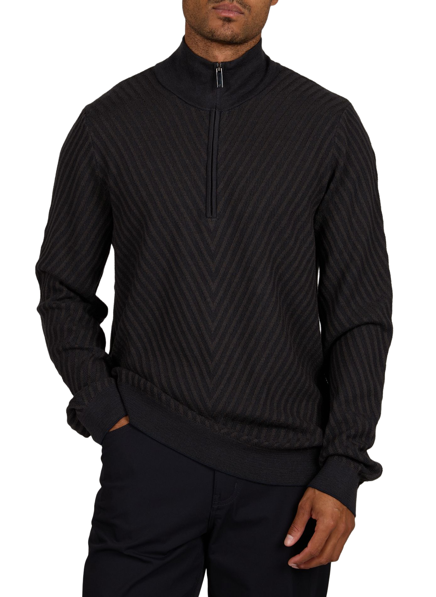 Straight wool zip-up sweater EMPORIO ARMANI Blue