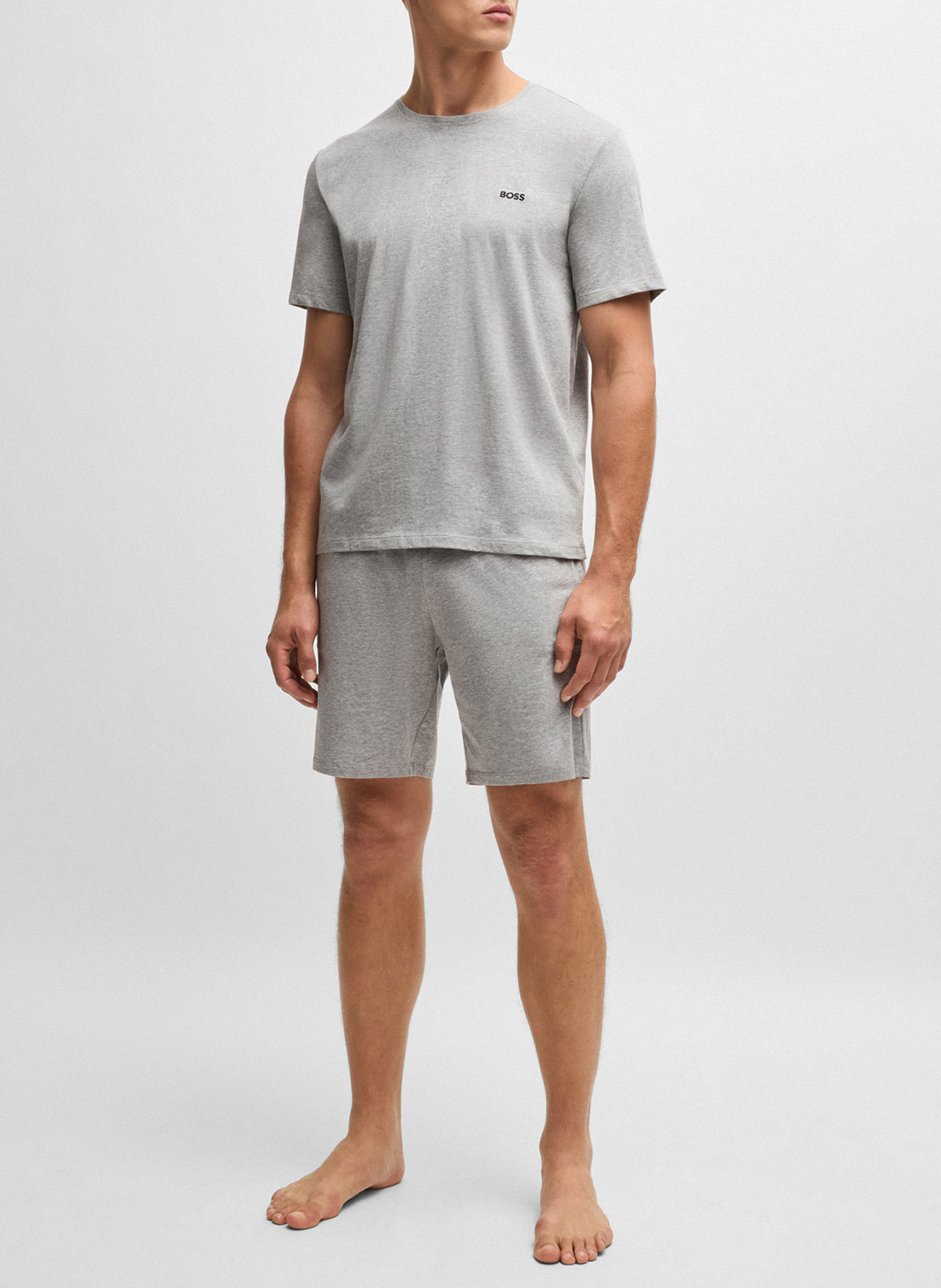 Tee-shirt col rond en coton mélangé BOSS Argent