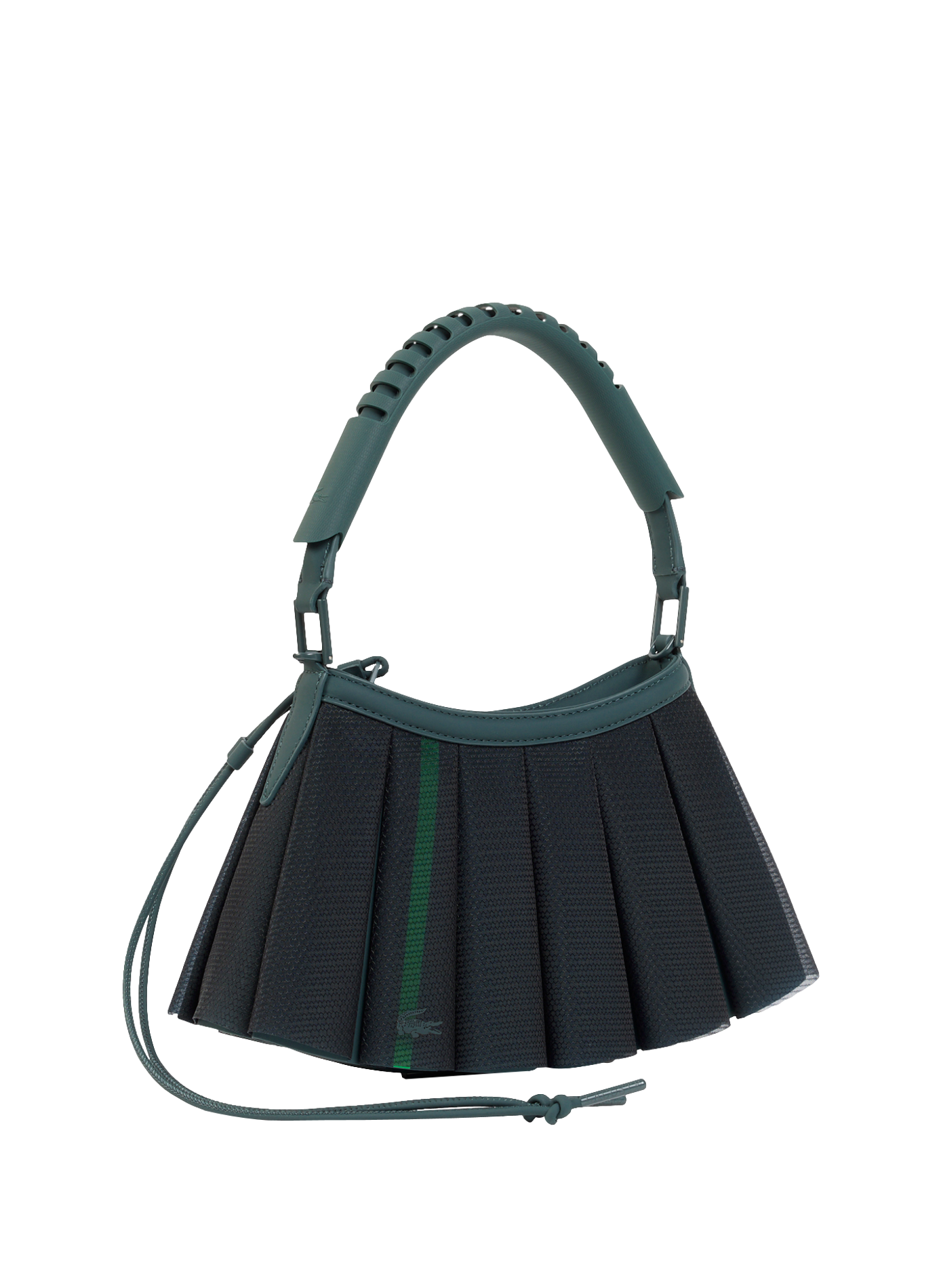 Small Lenglen handbag in mesh leather LACOSTE Green