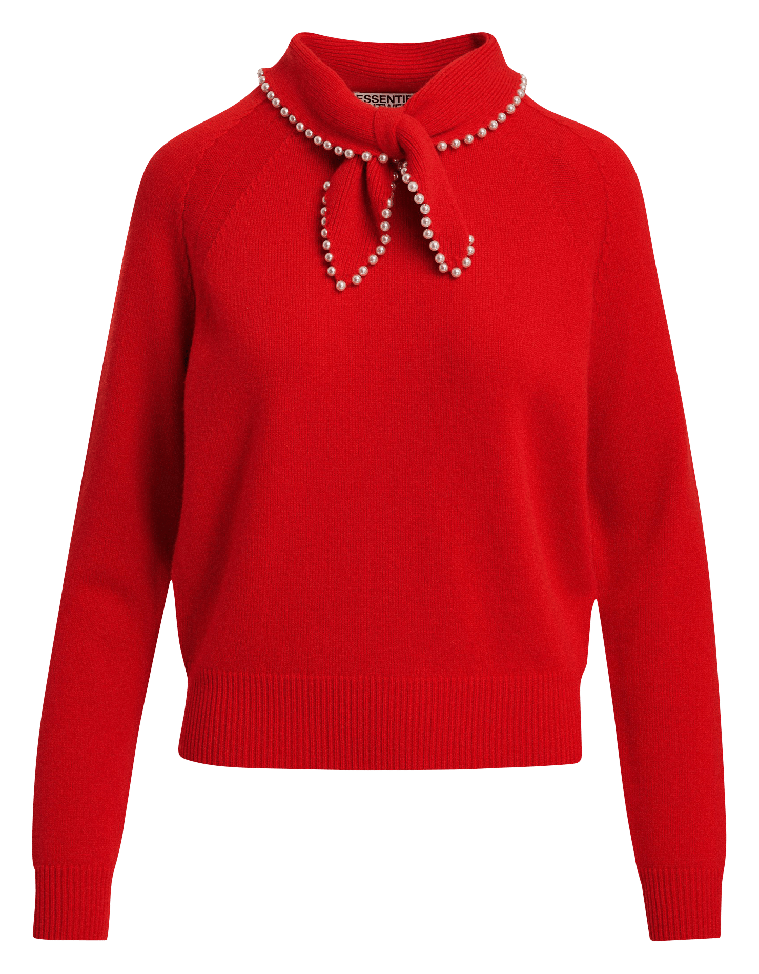 Pull droit col lavallière en laine et cachemire kasa ESSENTIEL ANTWERP Rouge