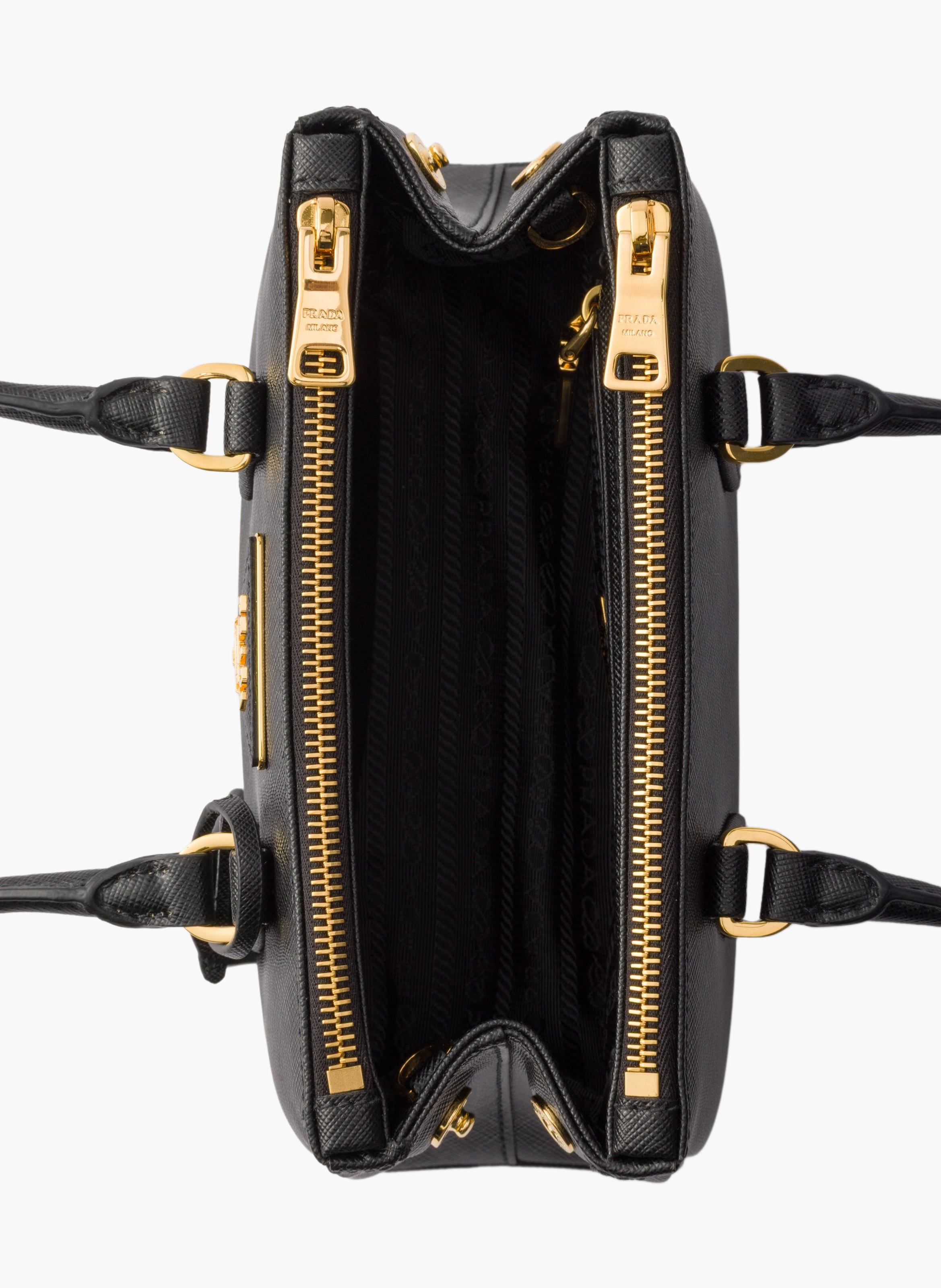 Mini sac prada galleria en cuir saffiano PRADA Noir