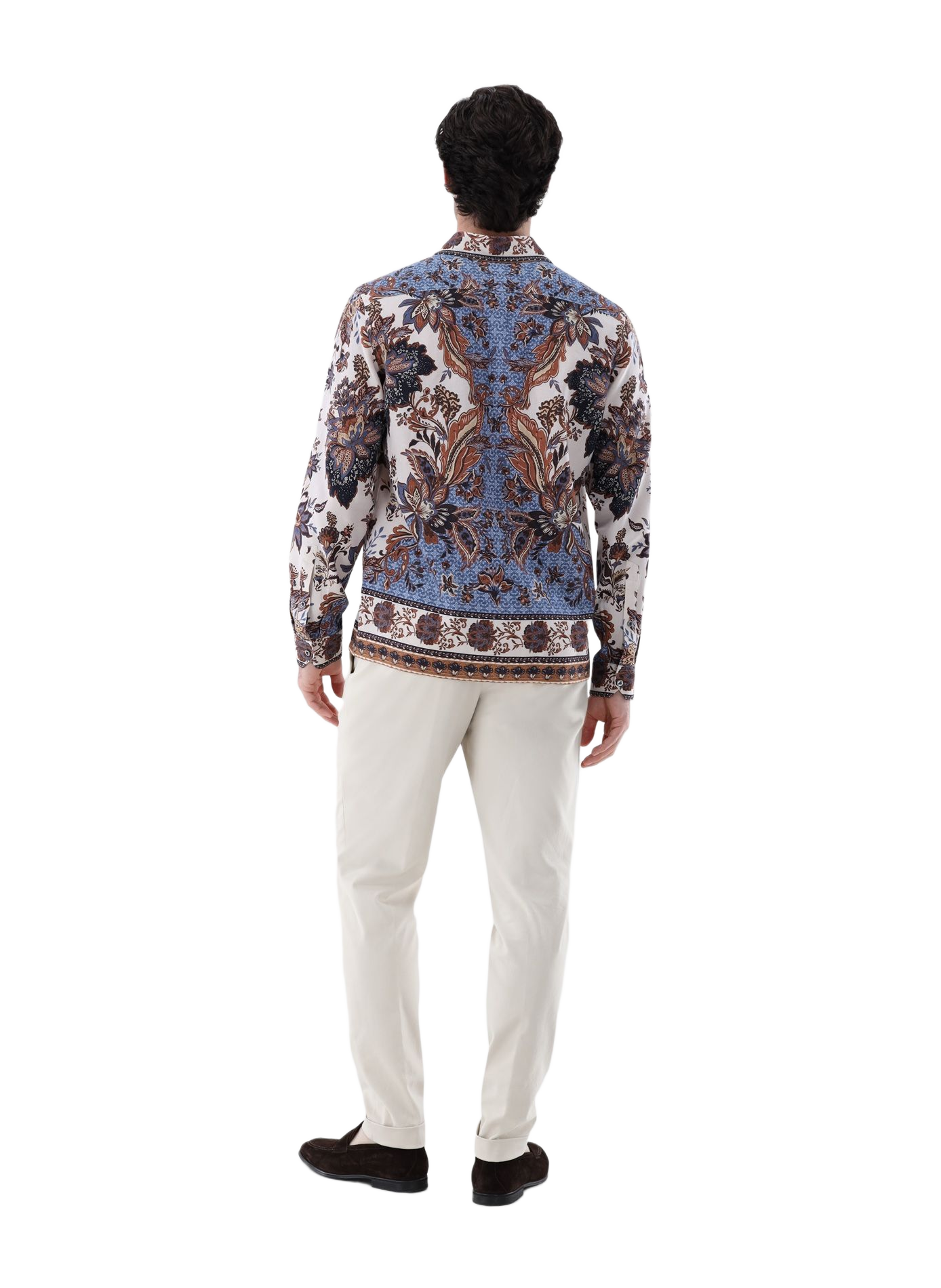 Rechtvallend overhemd met print in wolmix VAN LAACK Blauw