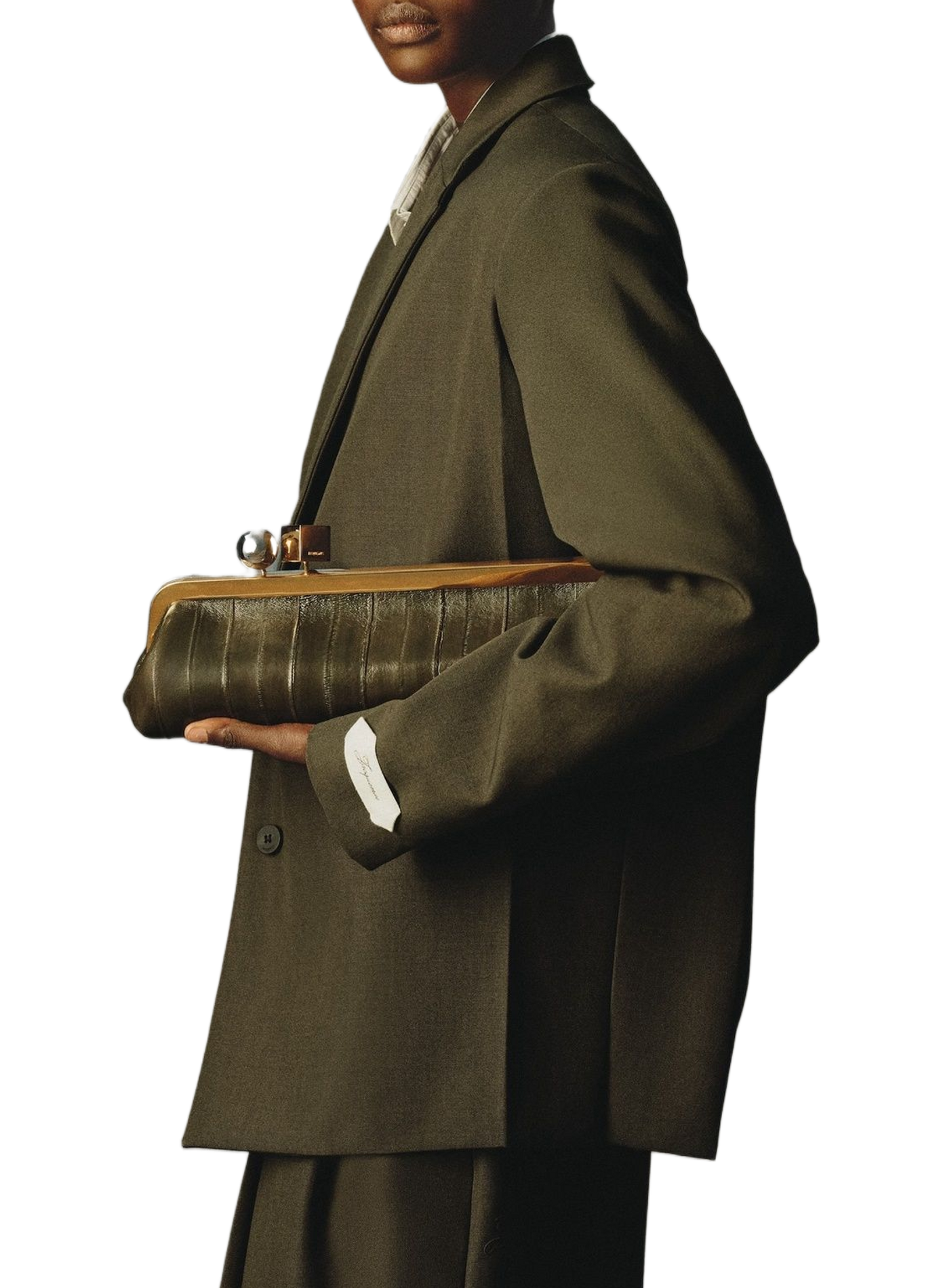La pochette Salon en cuir d'anguille tanné JACQUEMUS Khaki