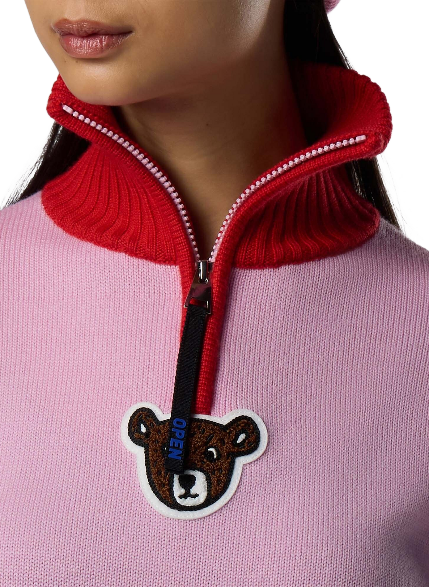 Merino wool zip neck jumper ROSSIGNOL Pink