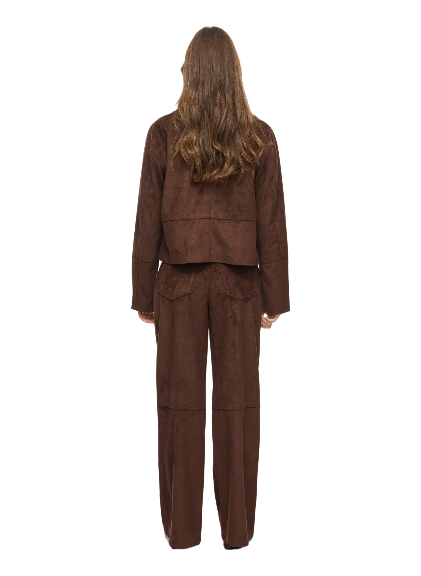 Straight-leg wide-leg suede trousers VILA Brown