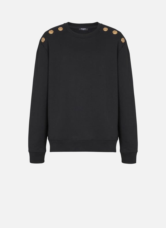 Sweat-shirt à boutons lion chaîne Noir by BALMAIN BALMAIN Sweat-shirt à boutons lion chaîne Noir