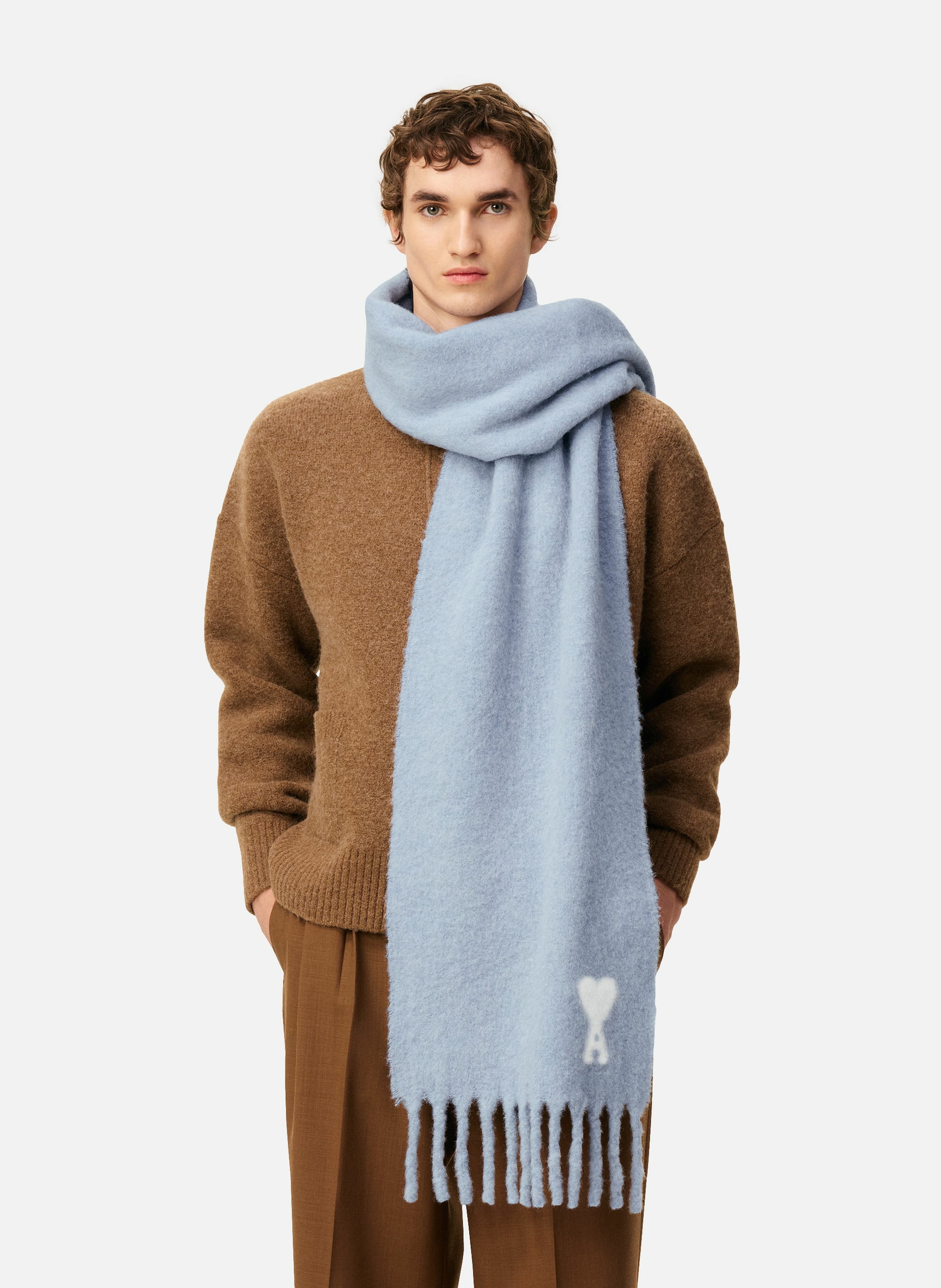 Echarpe ami de coeur en alpaga unisexe AMI PARIS Bleu