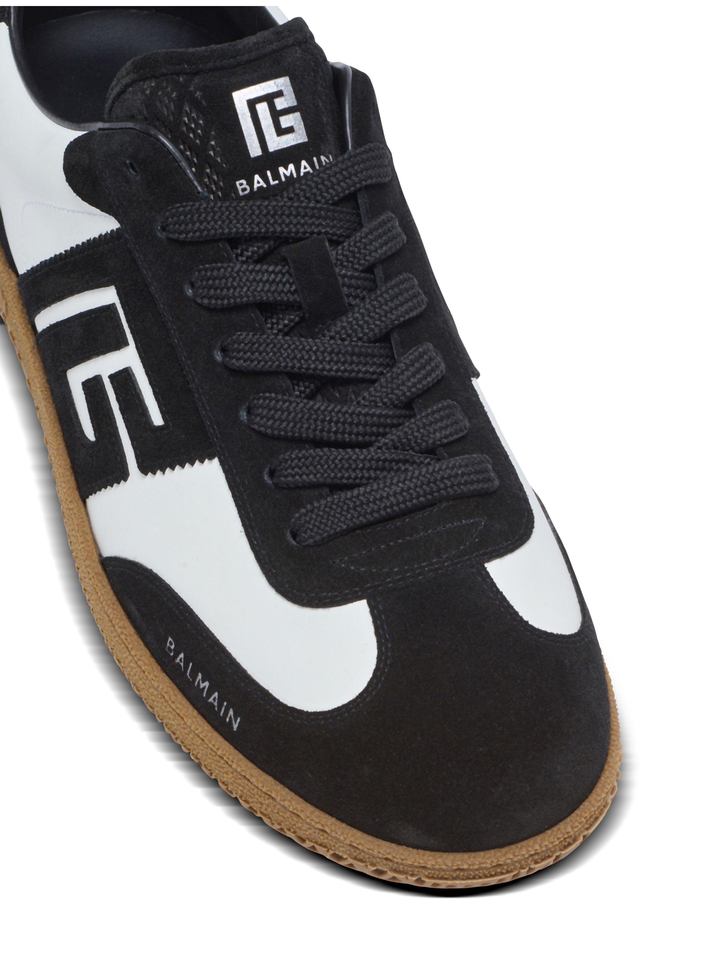 Baskets balmain swan en cuir de veau et cuir suédé BALMAIN Noir