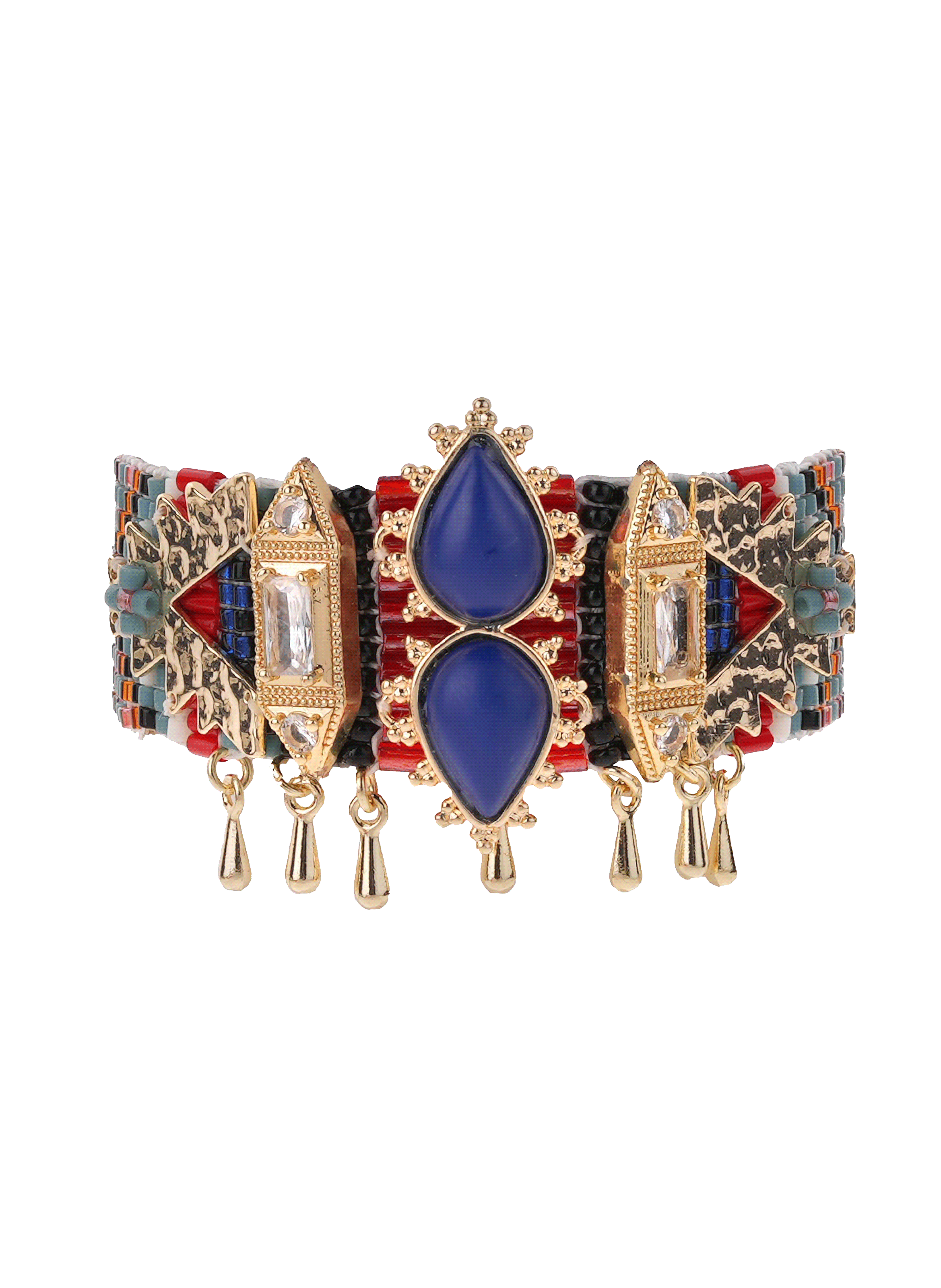 Bracelet manchette perles tissées ranya HIPANEMA Bleu