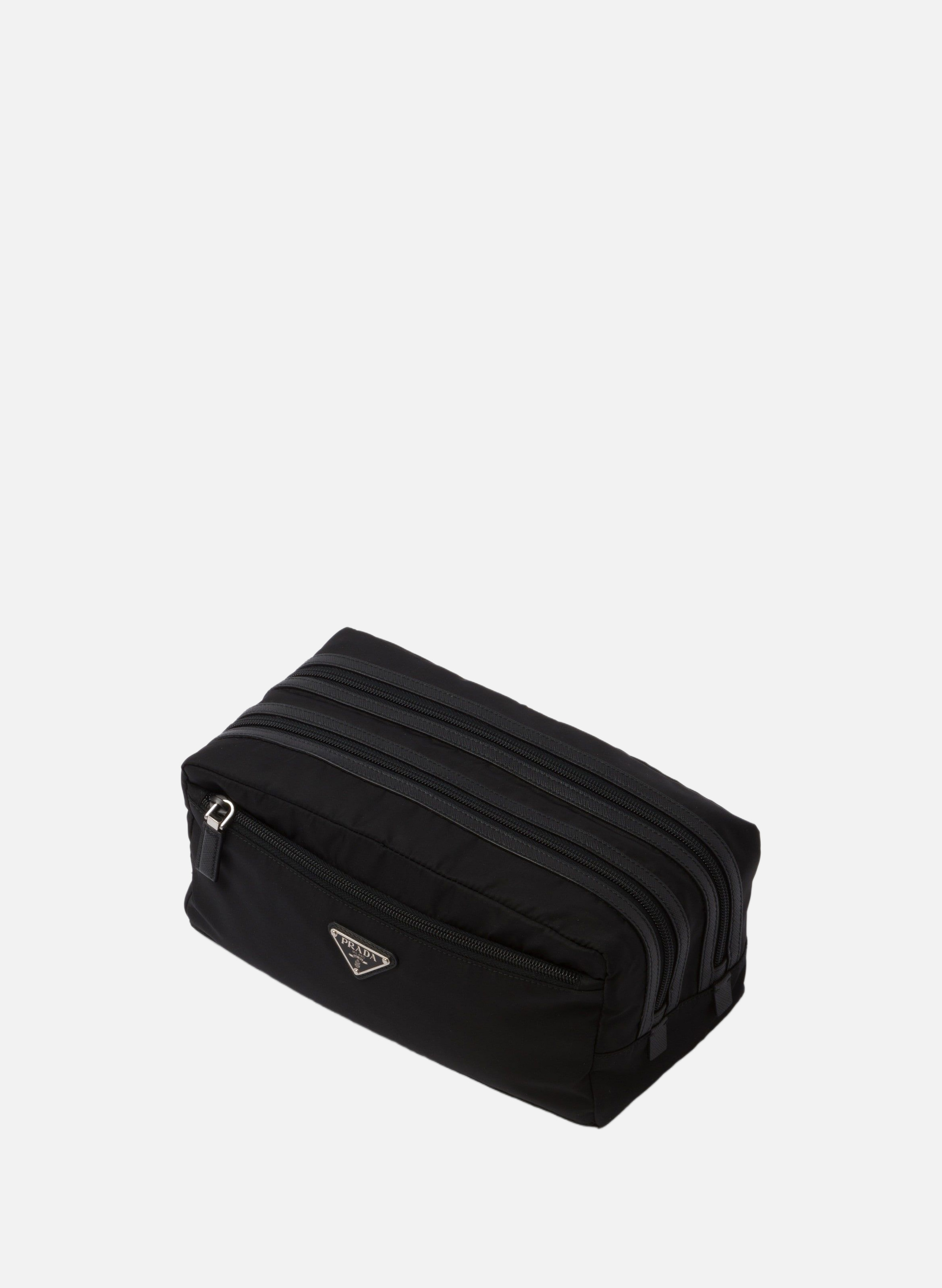 Pochette en re-nylon et cuir saffiano PRADA Noir