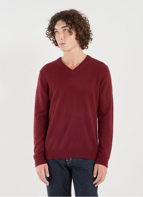 Pull col V en cachemire Rouge by AU PRINTEMPS PARIS AU PRINTEMPS PARIS Pull col V en cachemire Rouge