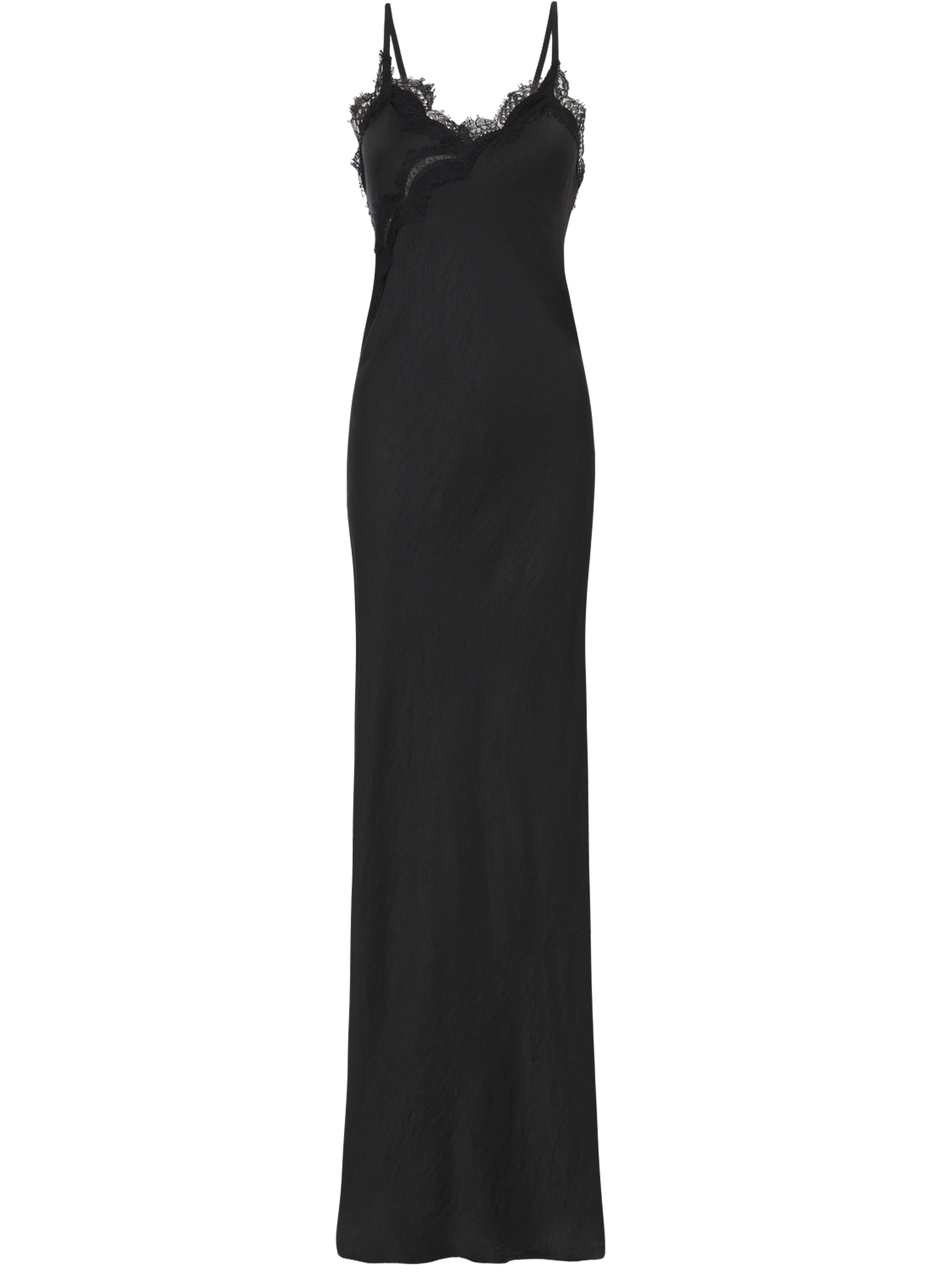 Robe longue à fines bretelles et dentelle - lou GERARD DAREL Noir