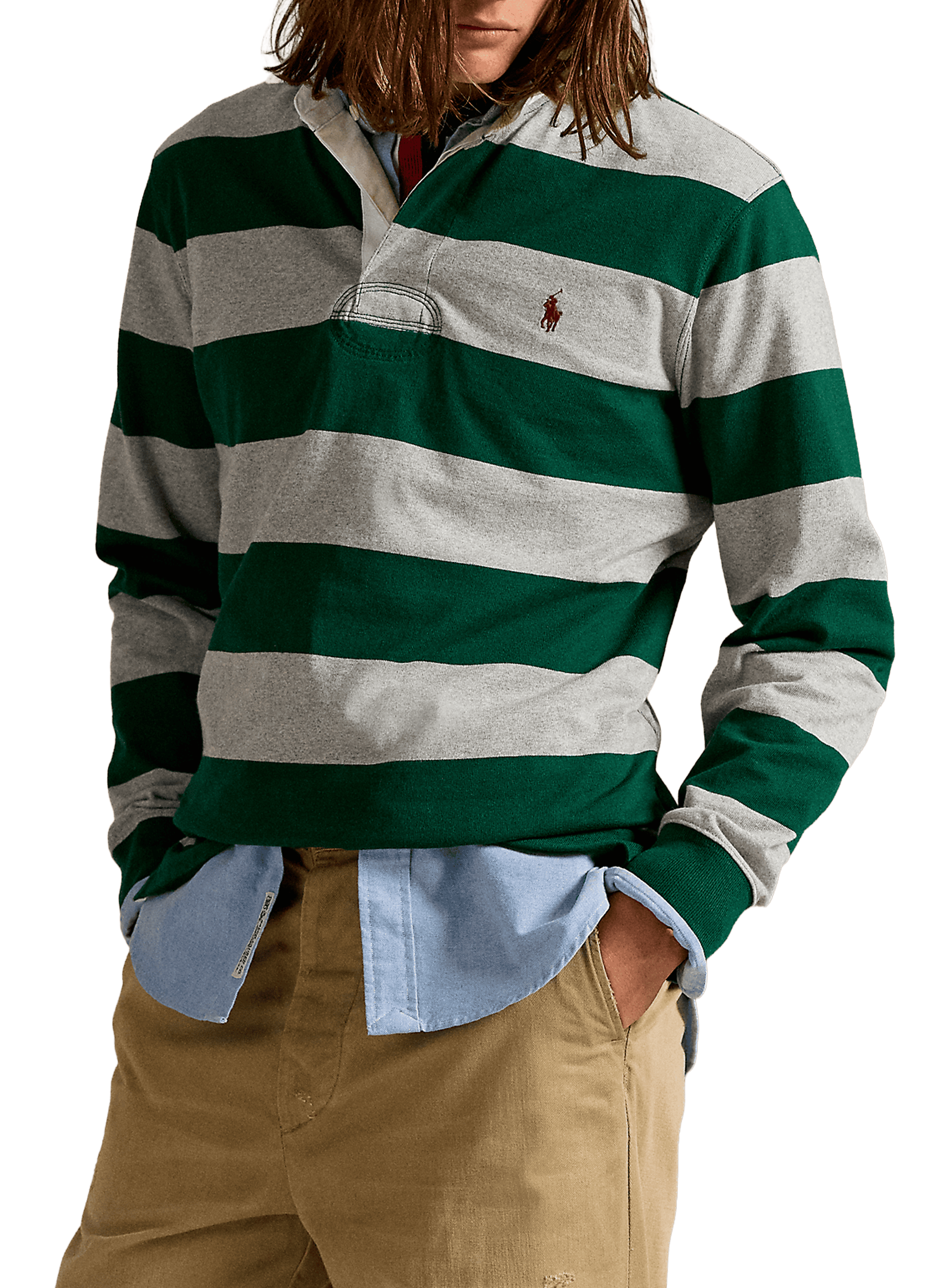 POLO RALPH LAUREN Long-sleeved striped cotton polo shirt Multicolour