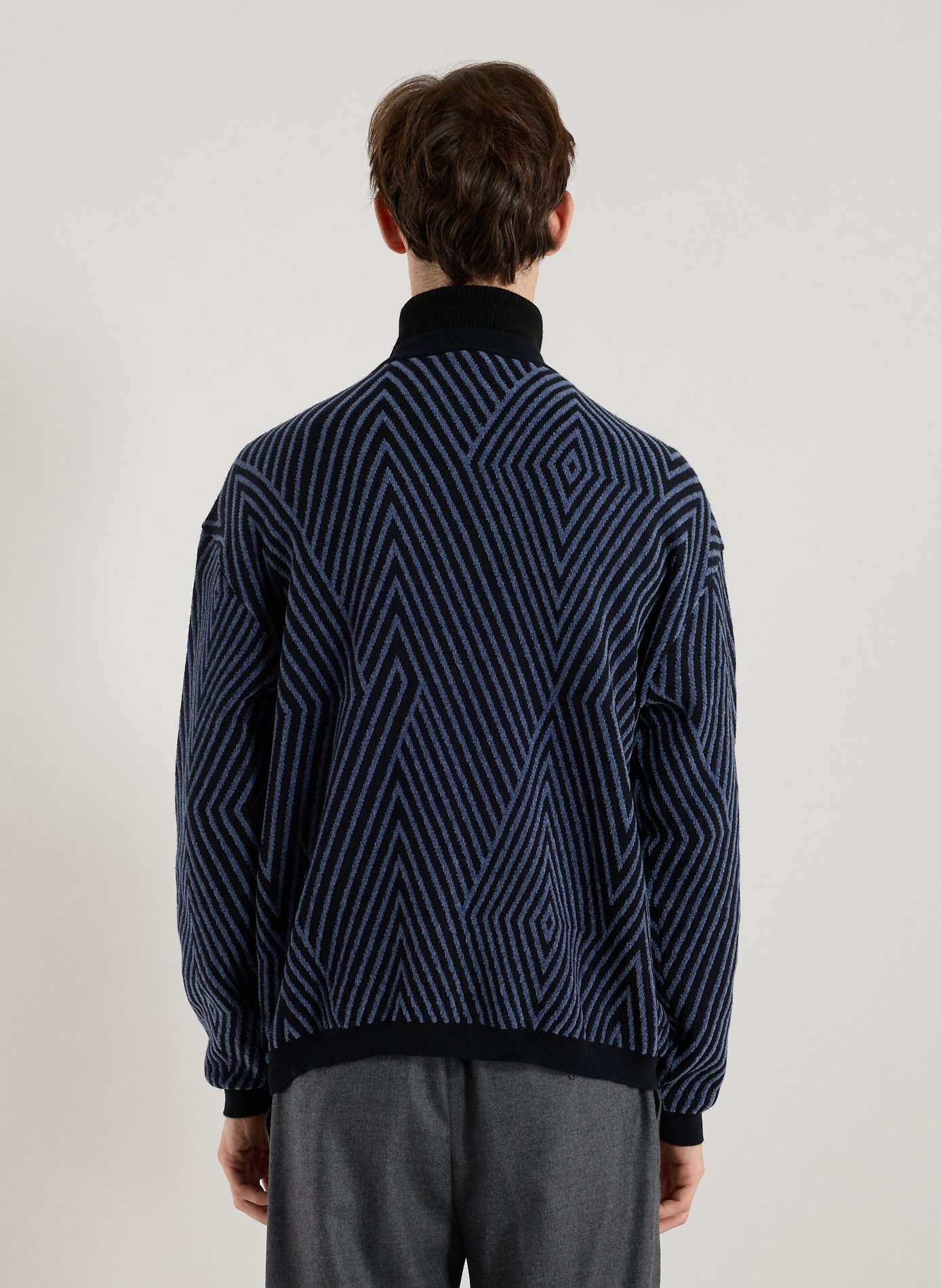 Oversized round neck sweater in blended virgin wool. EMPORIO ARMANI Blue