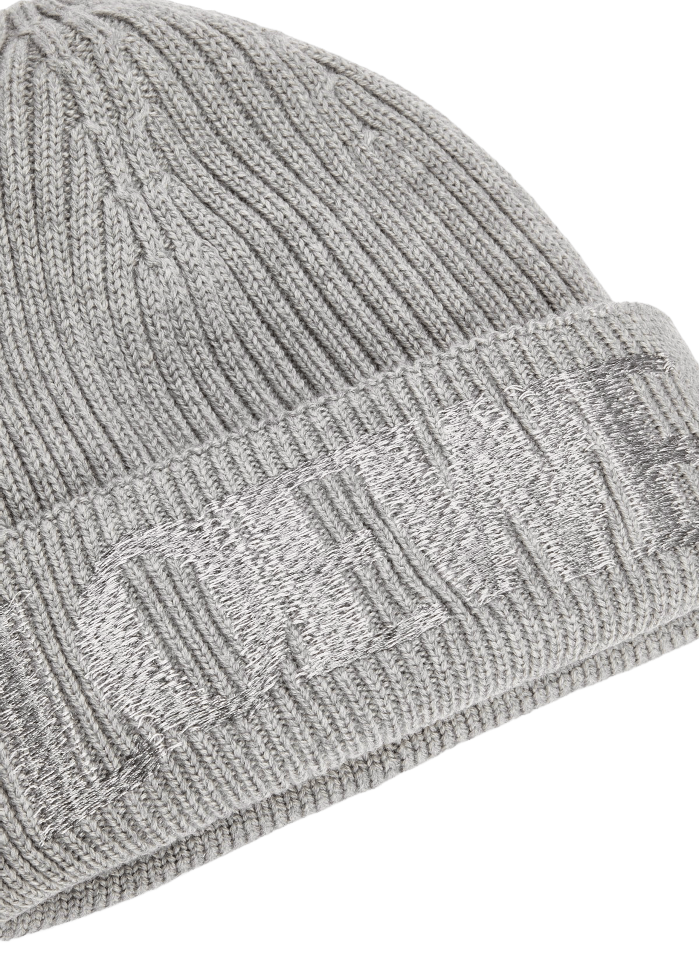 Ribbed wool beanie with embroideries LOEWE Grey