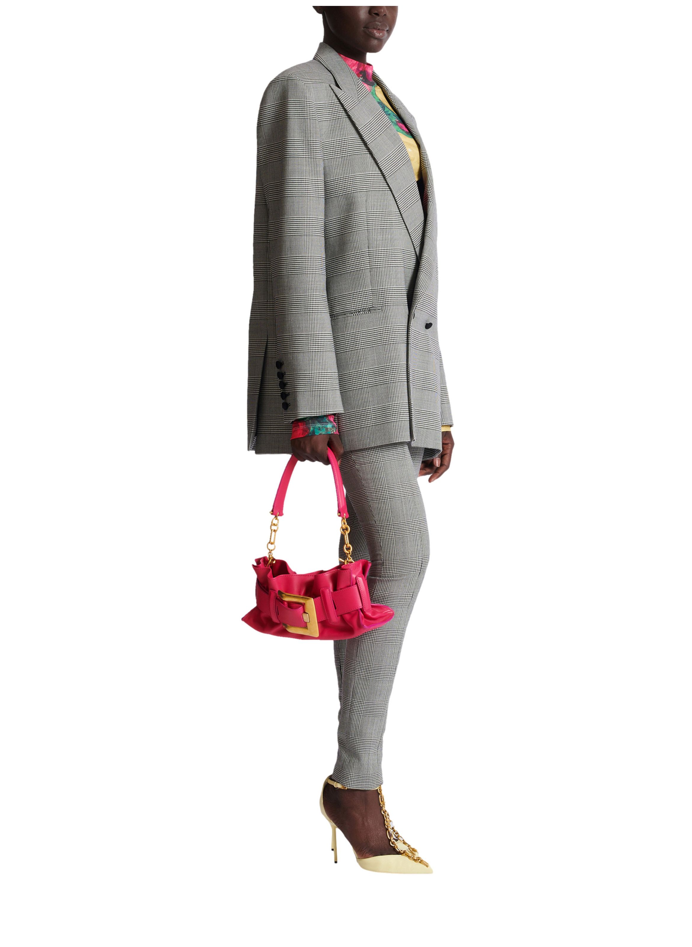 Sac anthem mini shoulder en cuir de veau BALMAIN Rose