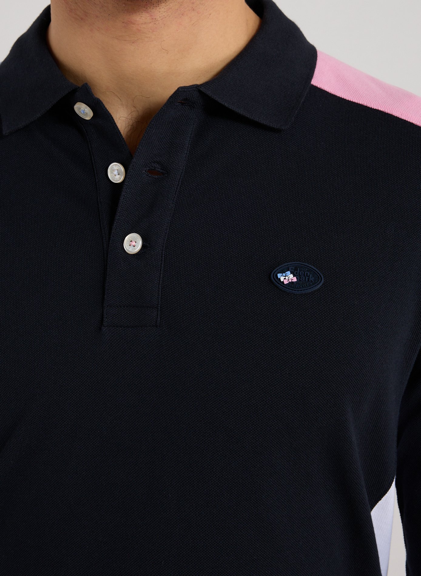 Long-sleeved cotton polo shirt EDEN PARK Pink