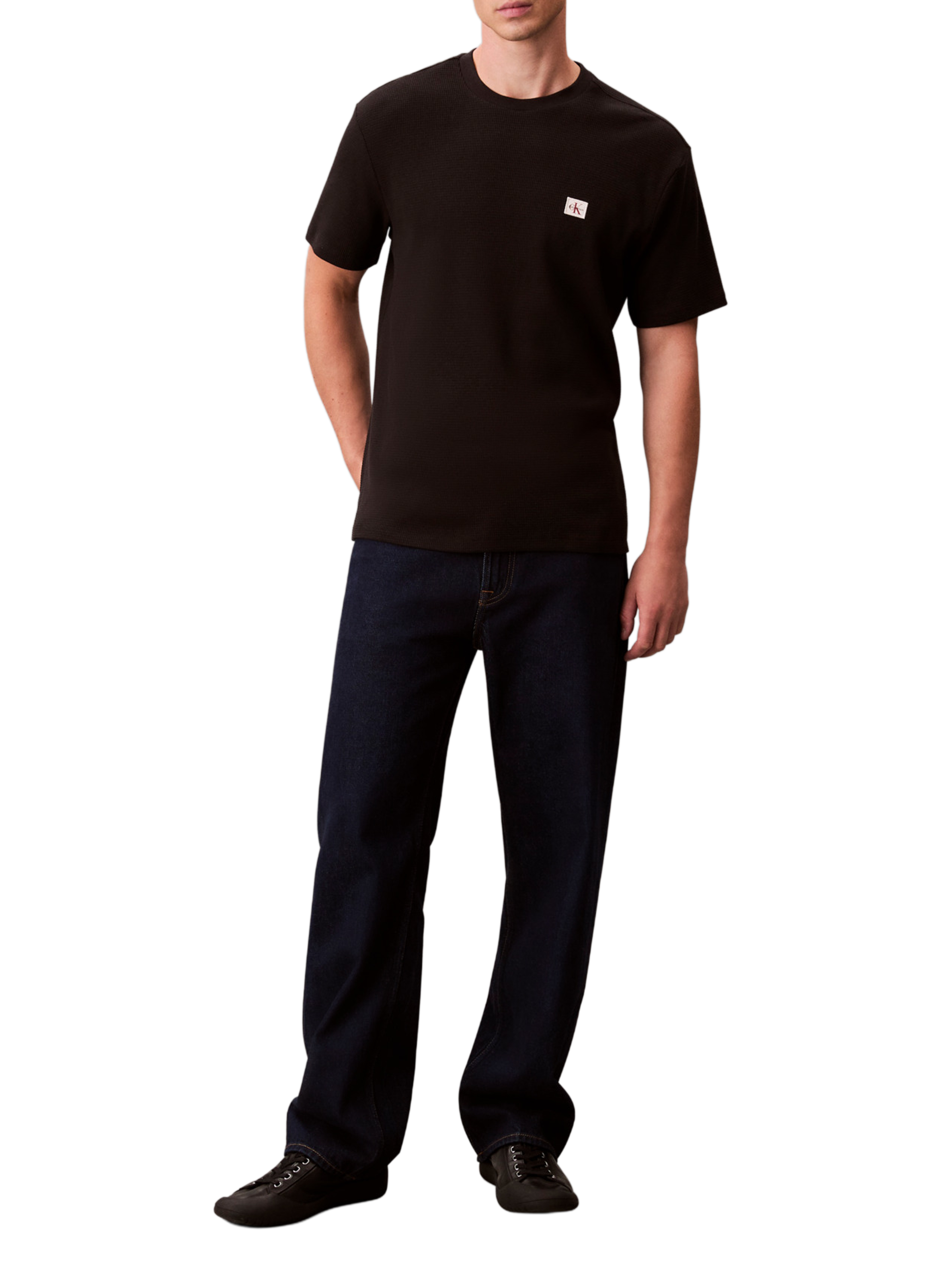 T-shirt droit en coton CALVIN KLEIN Noir