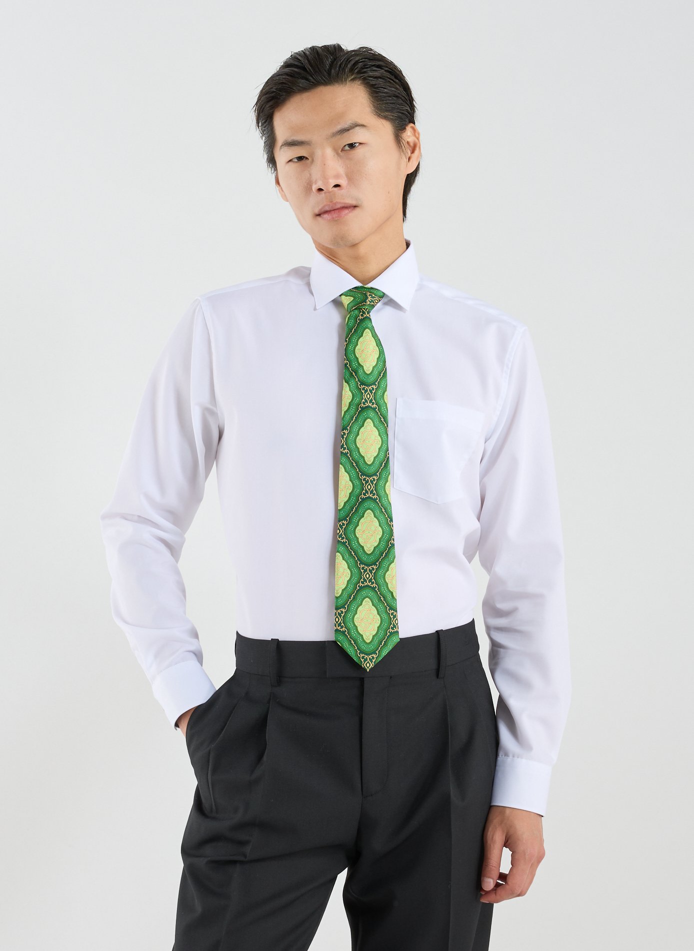 Printed silk tie DROLE DE MONSIEUR Green