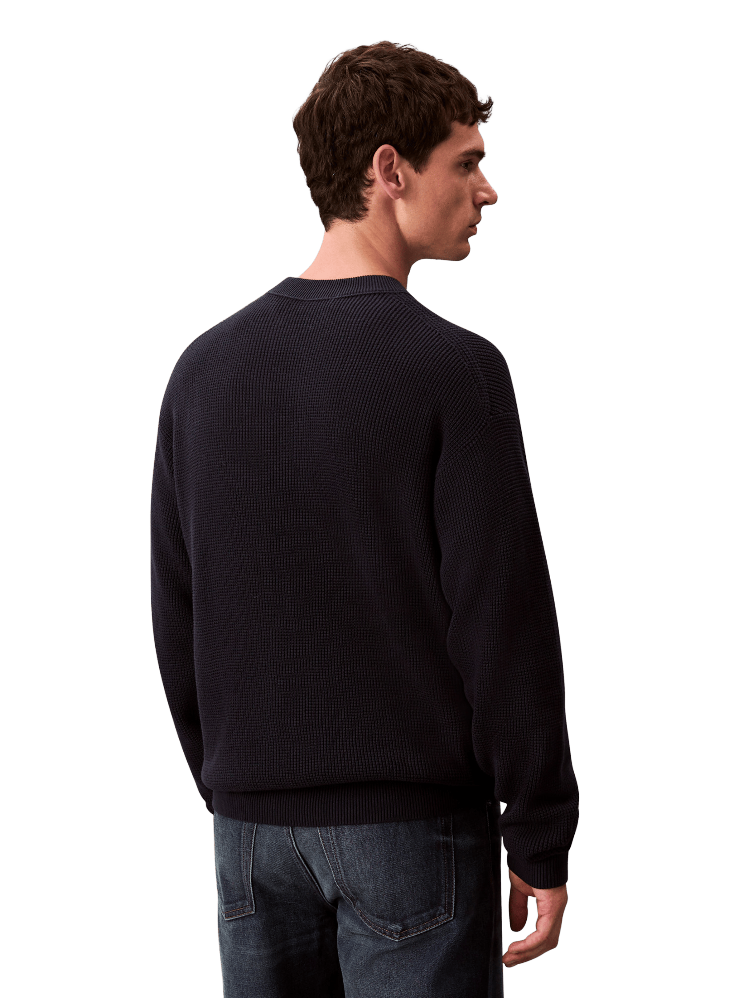 Straight round neck cotton sweater CALVIN KLEIN Blue