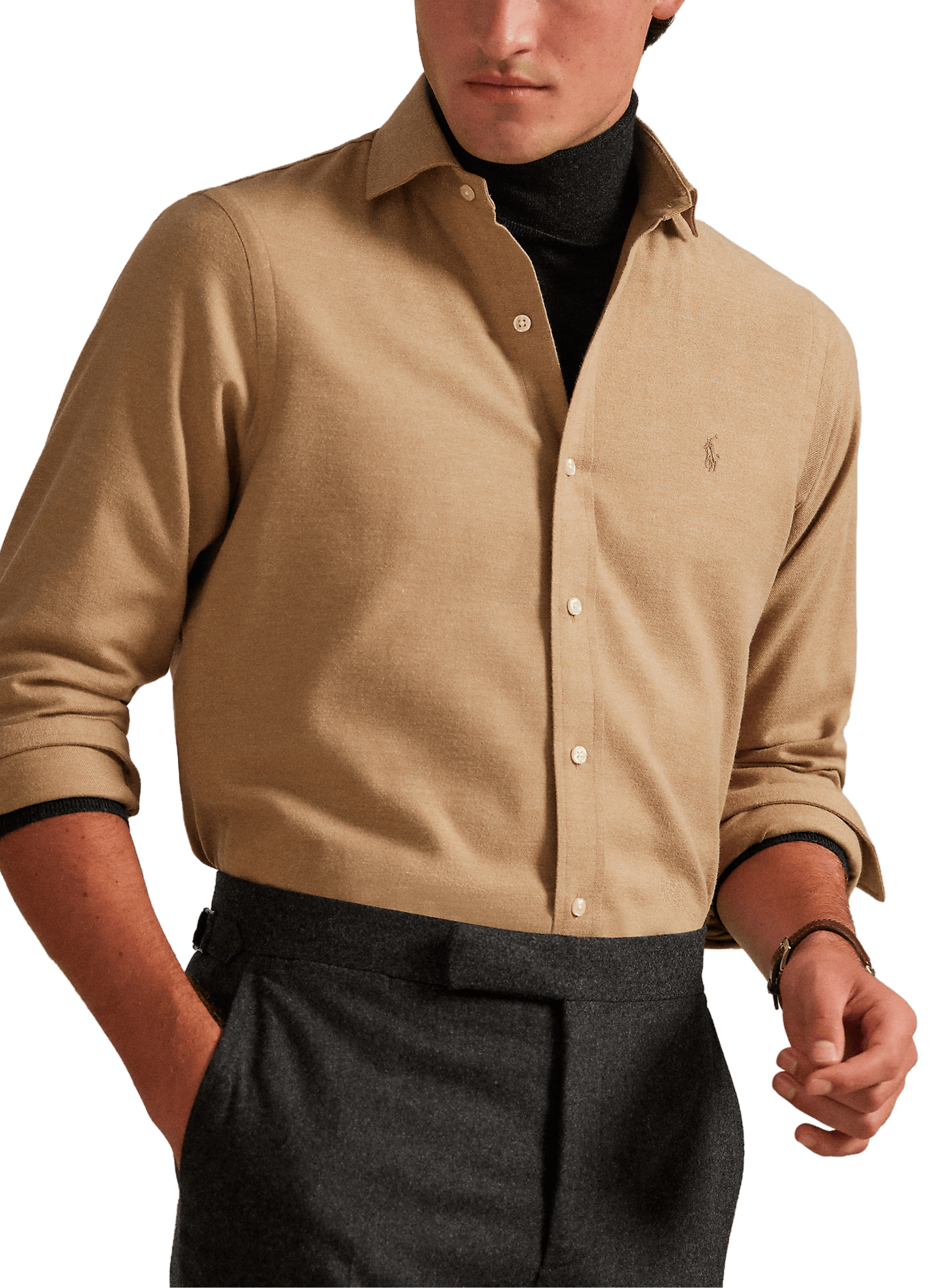 Shirt with classic collar in blended cotton POLO RALPH LAUREN Grey