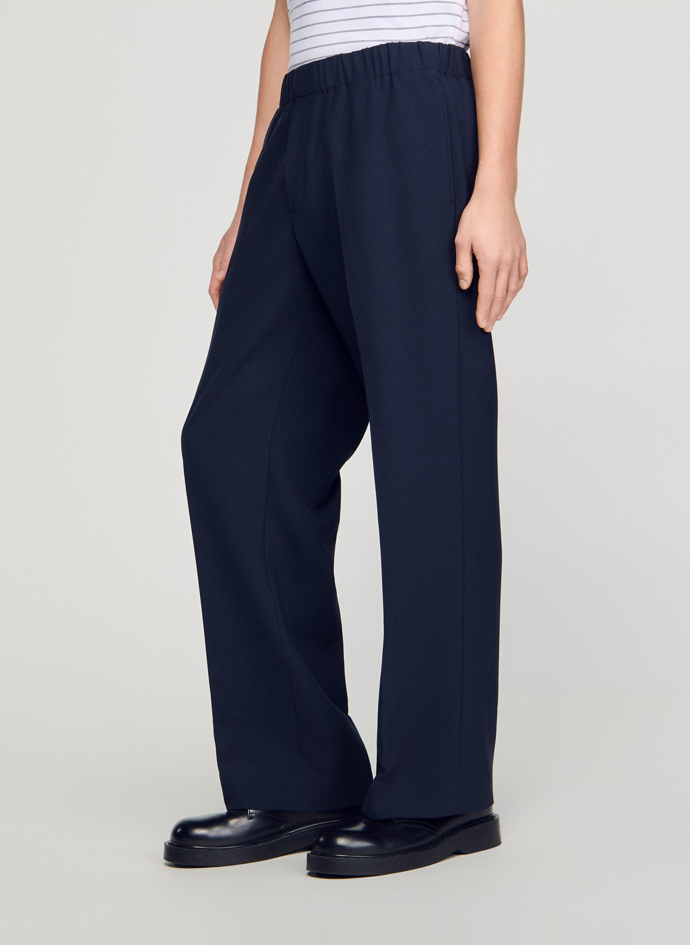 Pantalon large en jersey  Marine