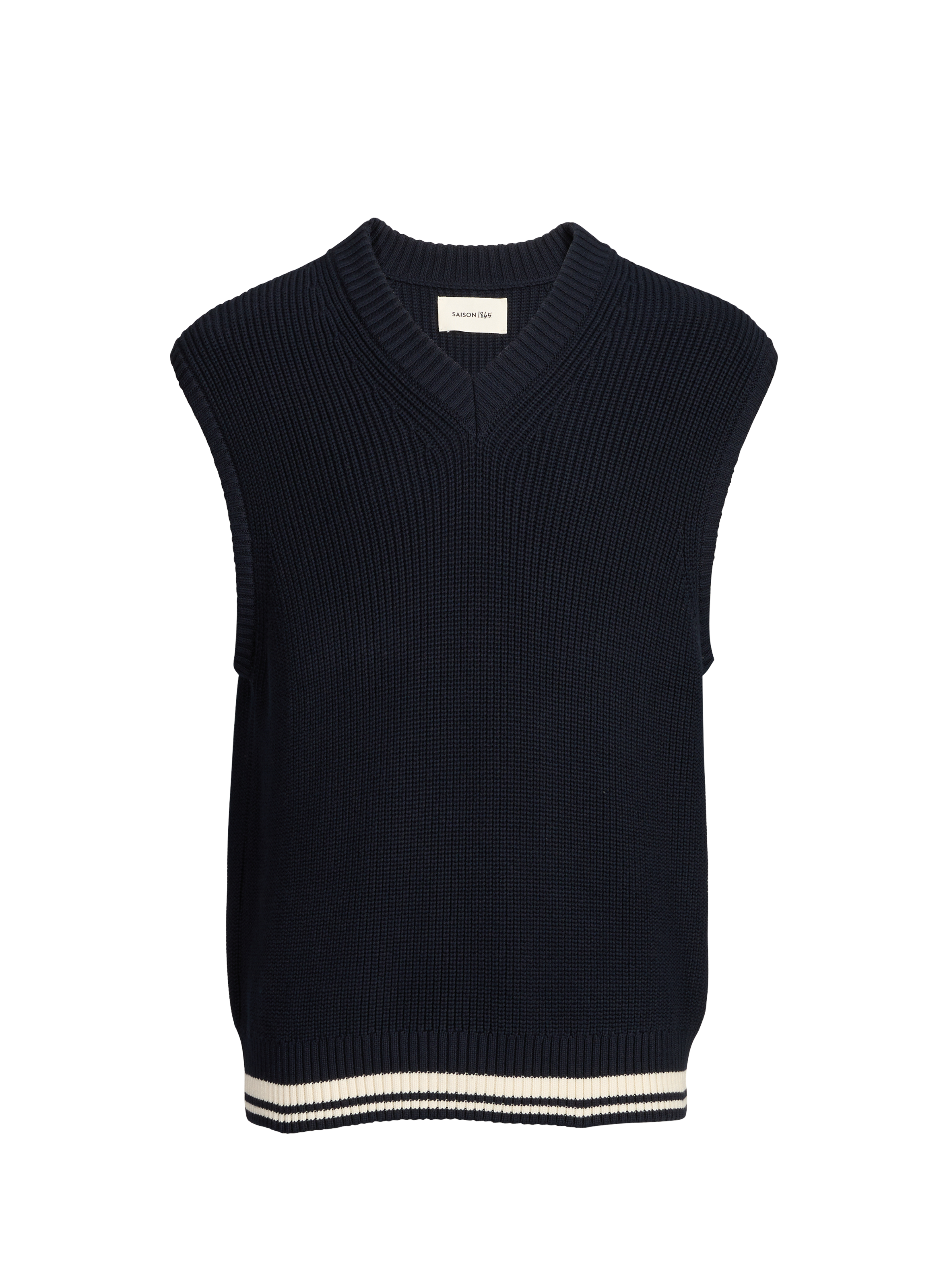 Pull col V sans manches Hold en coton  SAISON 1865 Bleu
