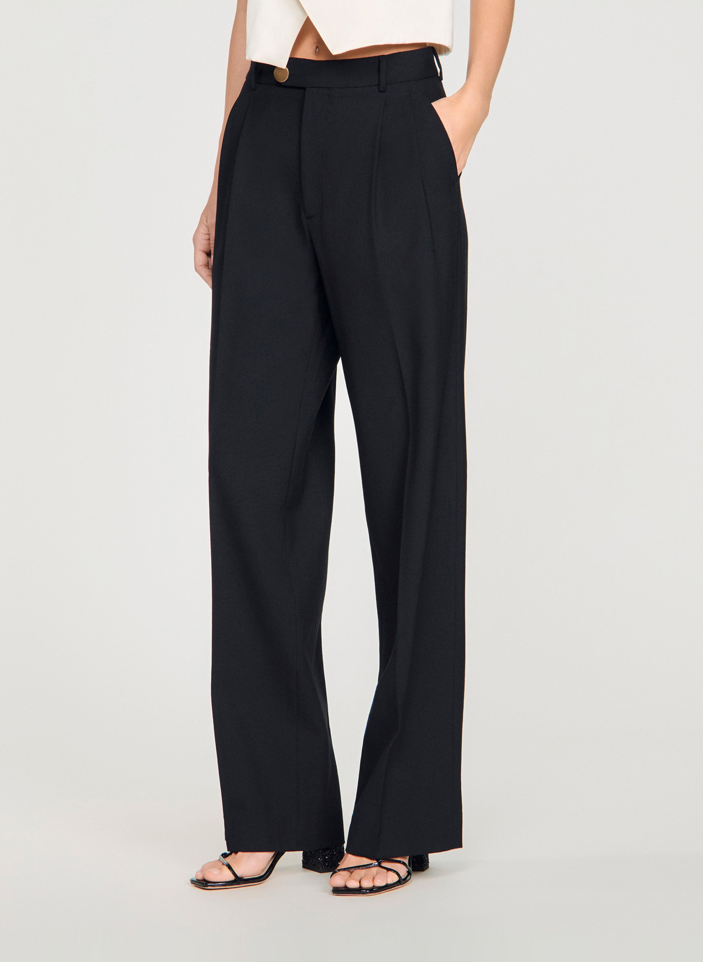 Pantalon tailleur droit uni SANDRO Noir