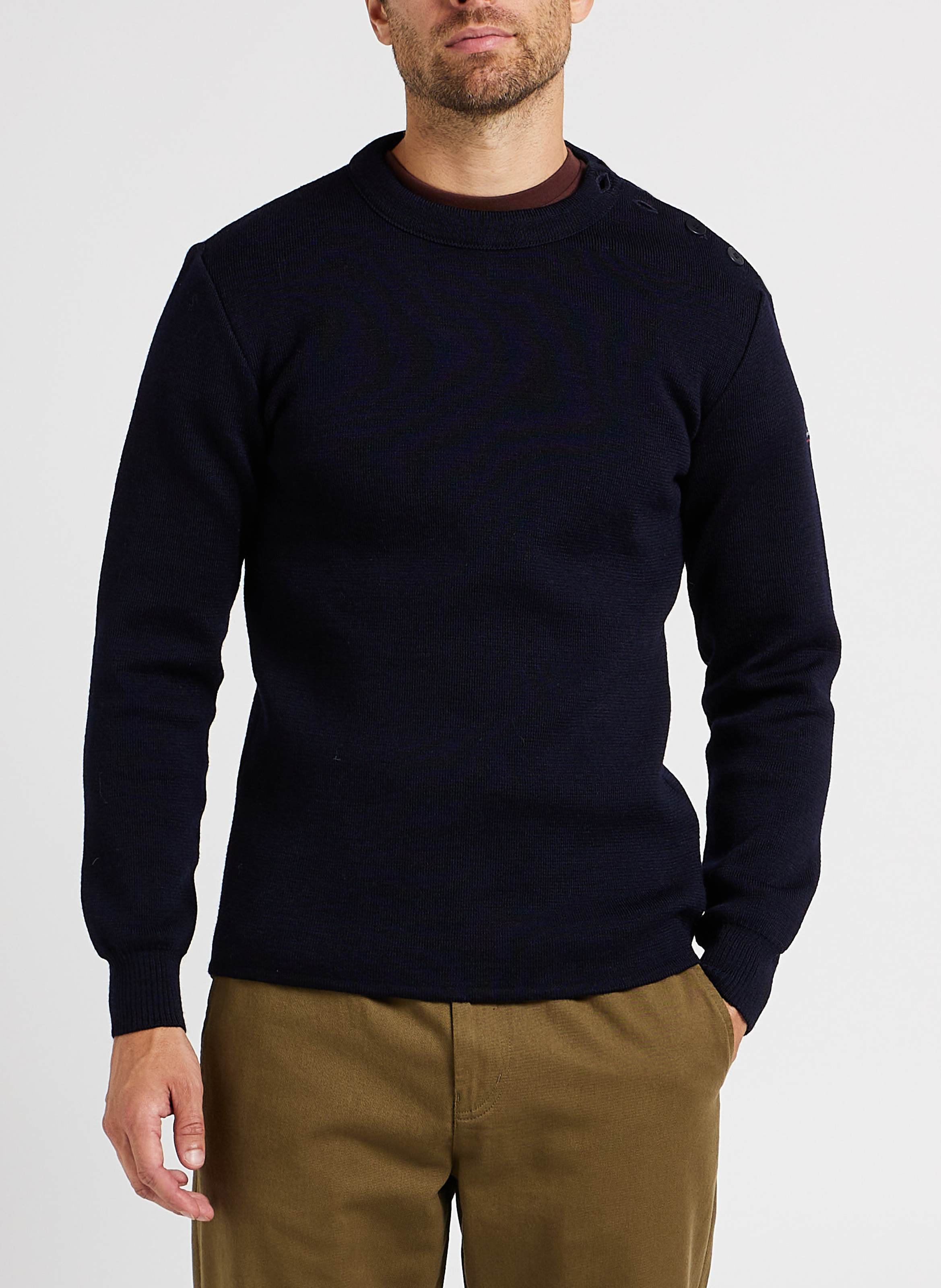 Pull col rond regular-fit en laine ARMOR-LUX Bleu