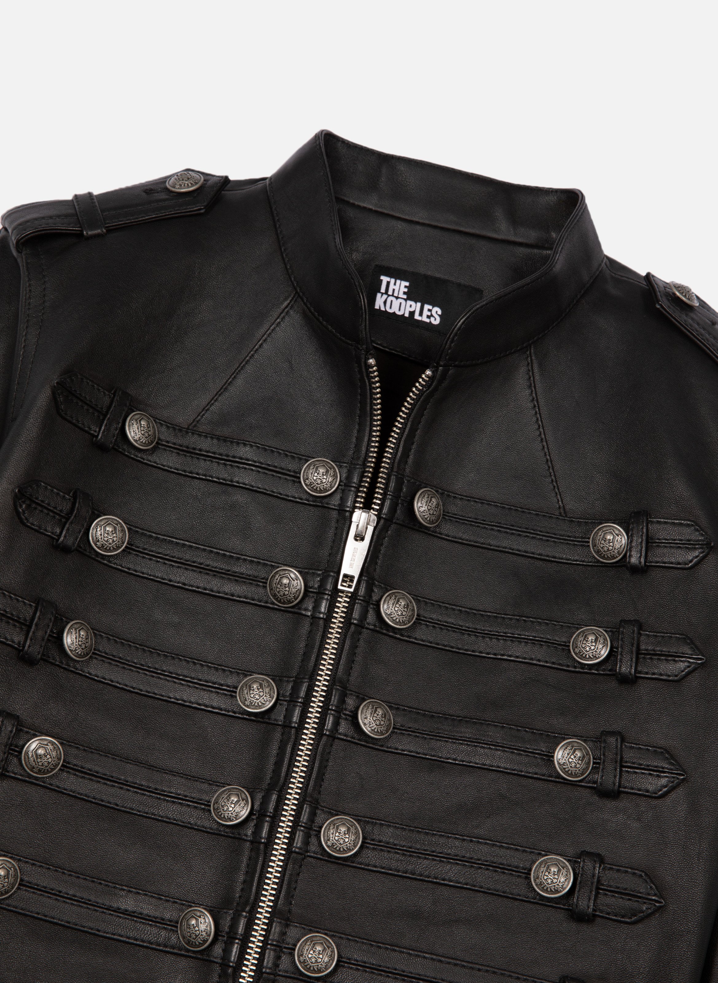 Blouson en cuir style officier THE KOOPLES Noir