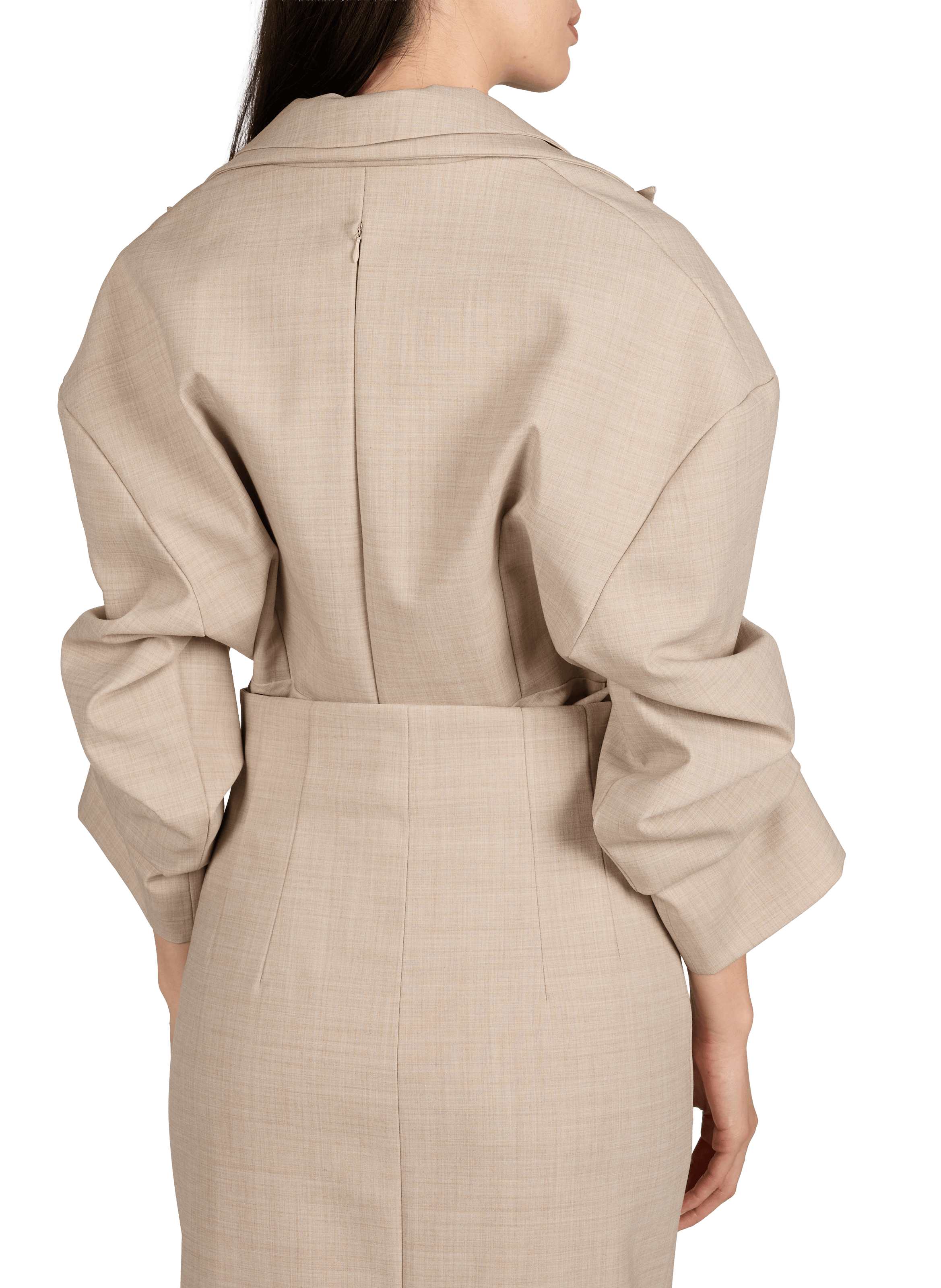 Fitted bodysuit with shirt collar panel A.W.A.K.E. MODE Beige