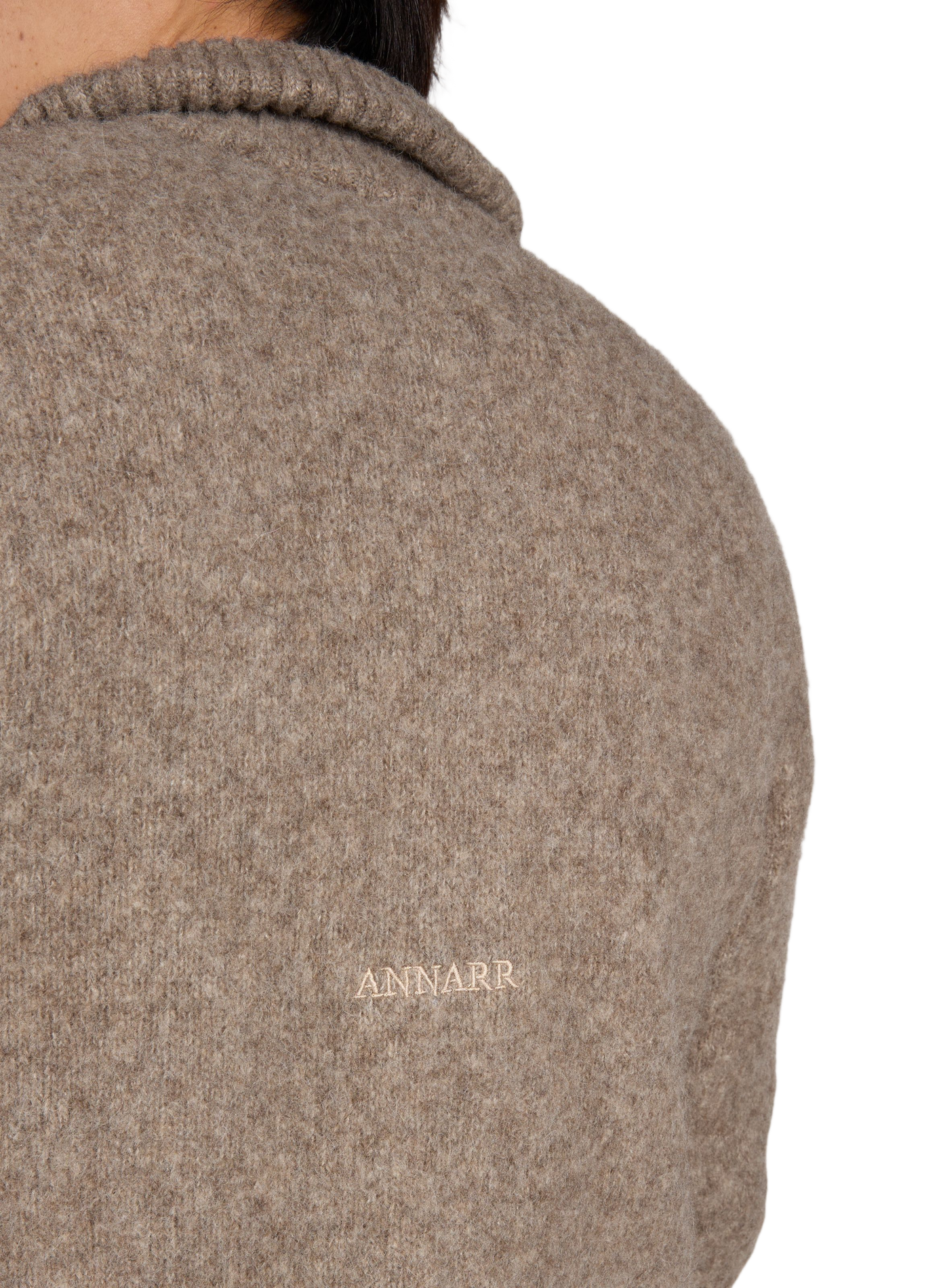 Ribbed and zip-up wool blend high-neck sweater ANNARR Brown