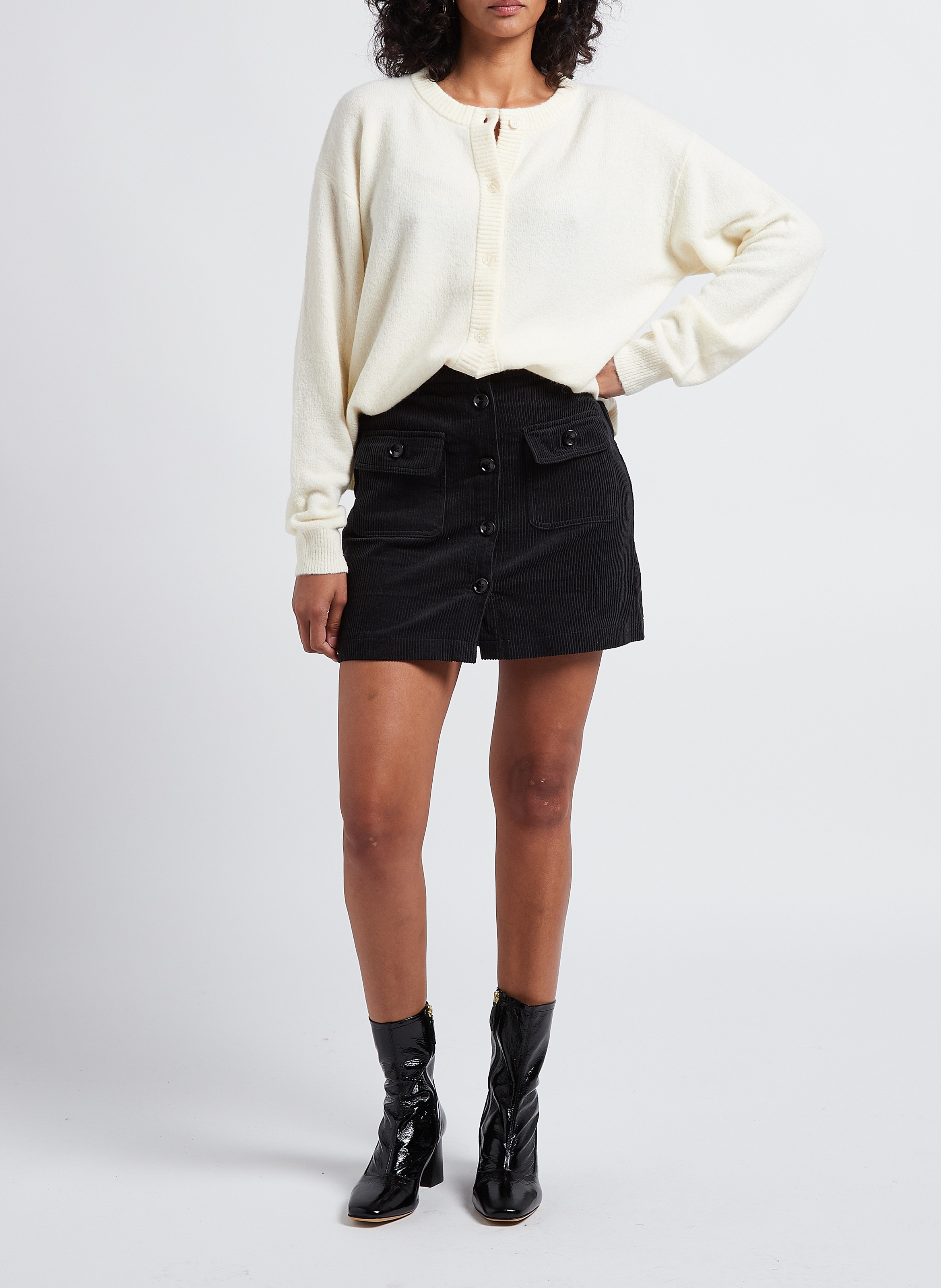 Gilet oversize col rond boutonné damsville AMERICAN VINTAGE Beige