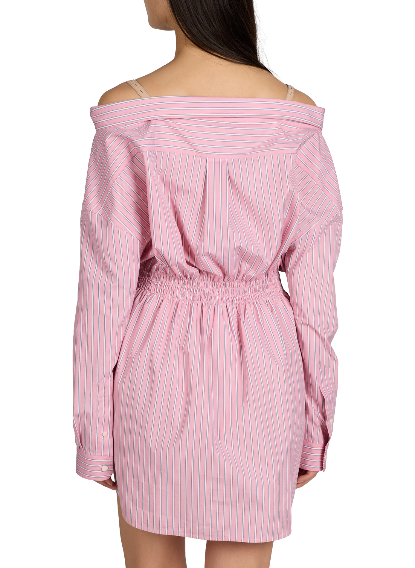 Robe manches longues à rayures en coton MIU MIU Rose