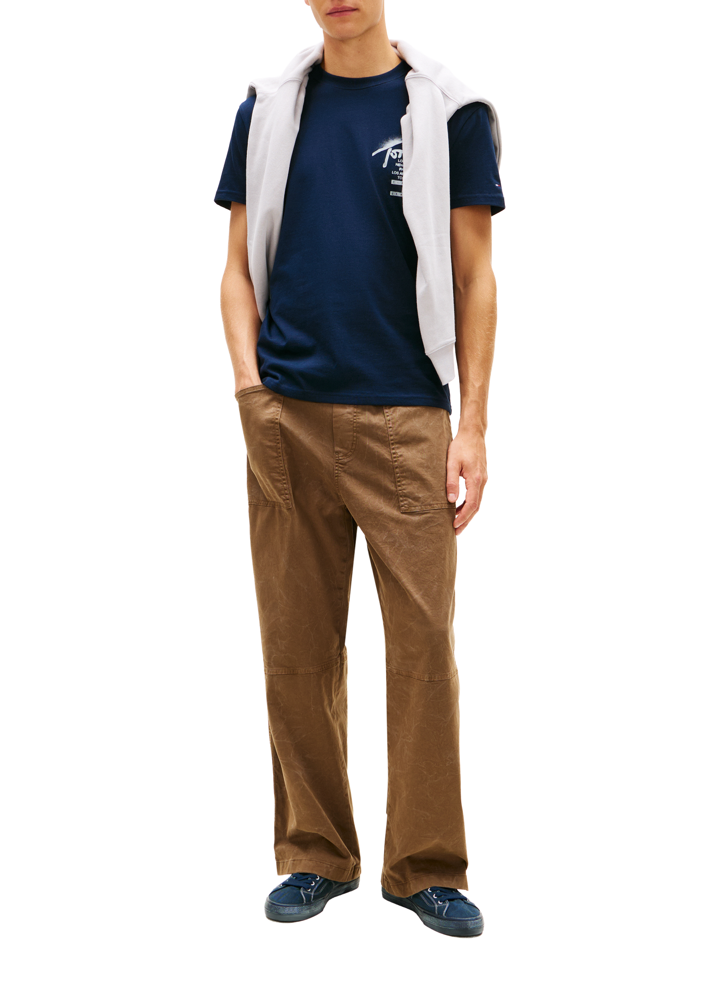 T-shirt imprimé en coton TOMMY HILFIGER Bleu