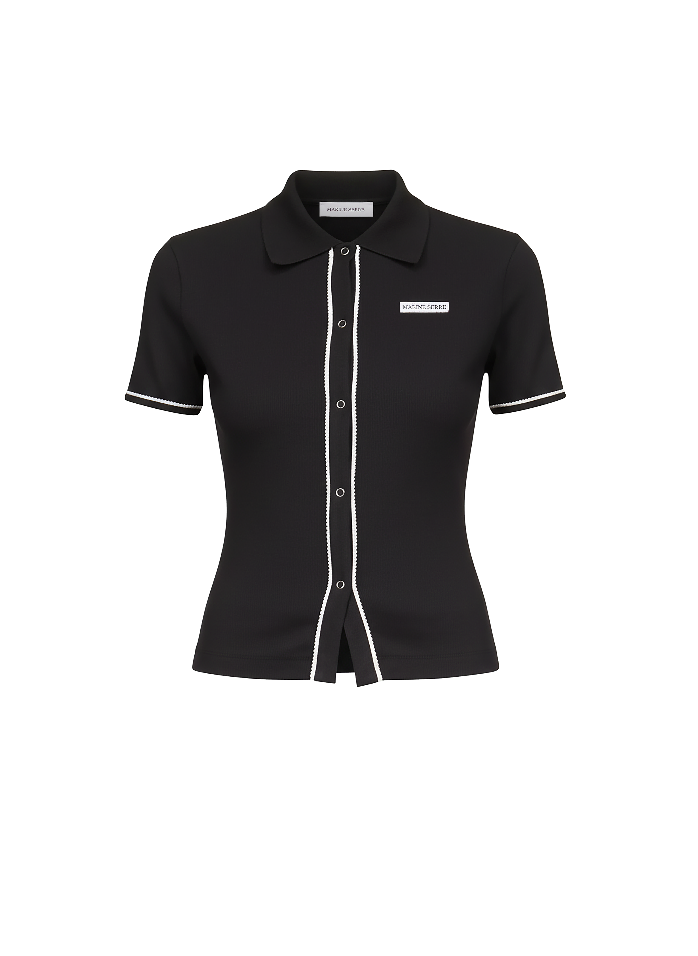 Polo en jersey côtelé léger en coton biologique MARINE SERRE Noir