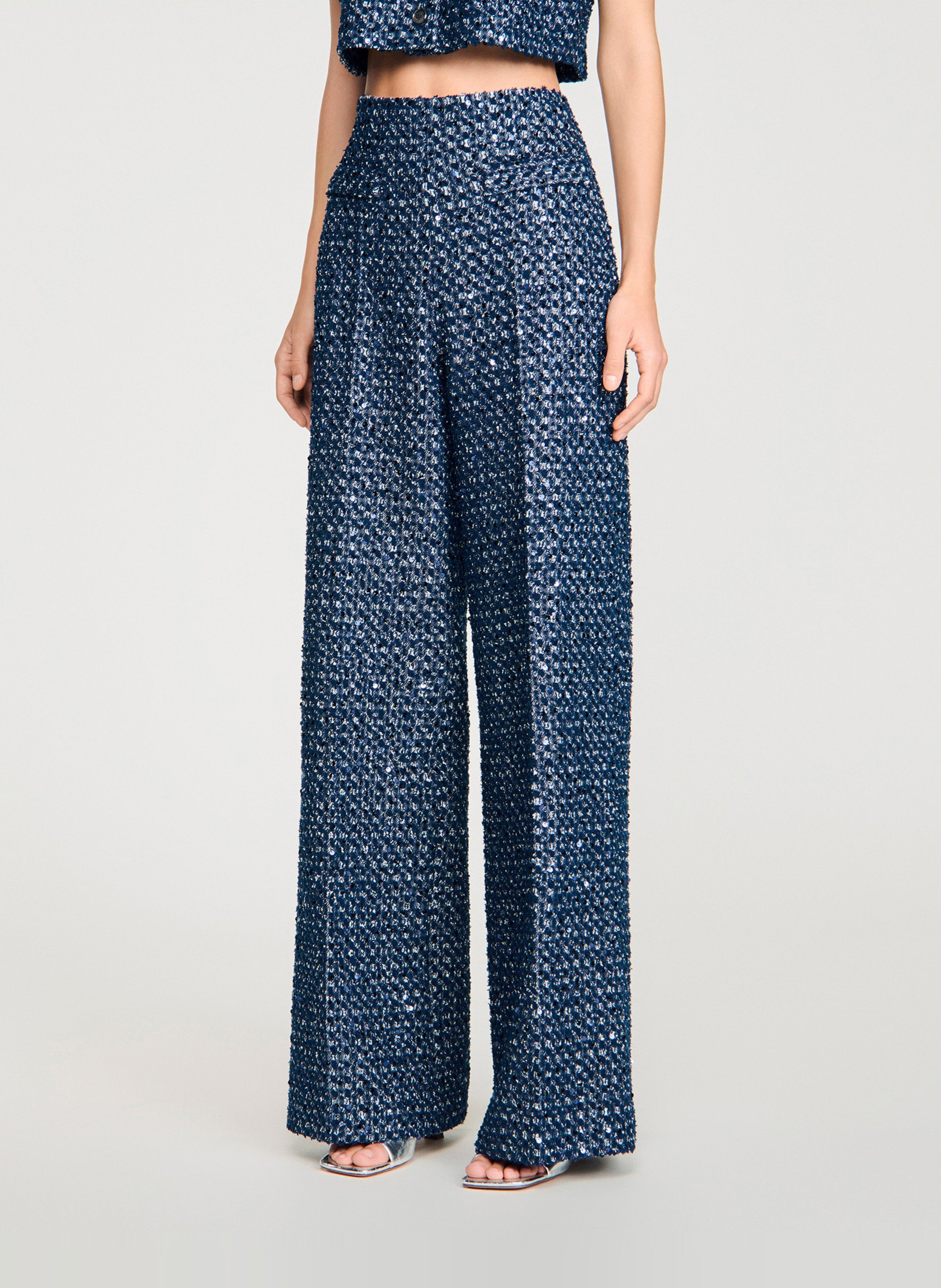 Pantalon large à sequins SANDRO Bleu