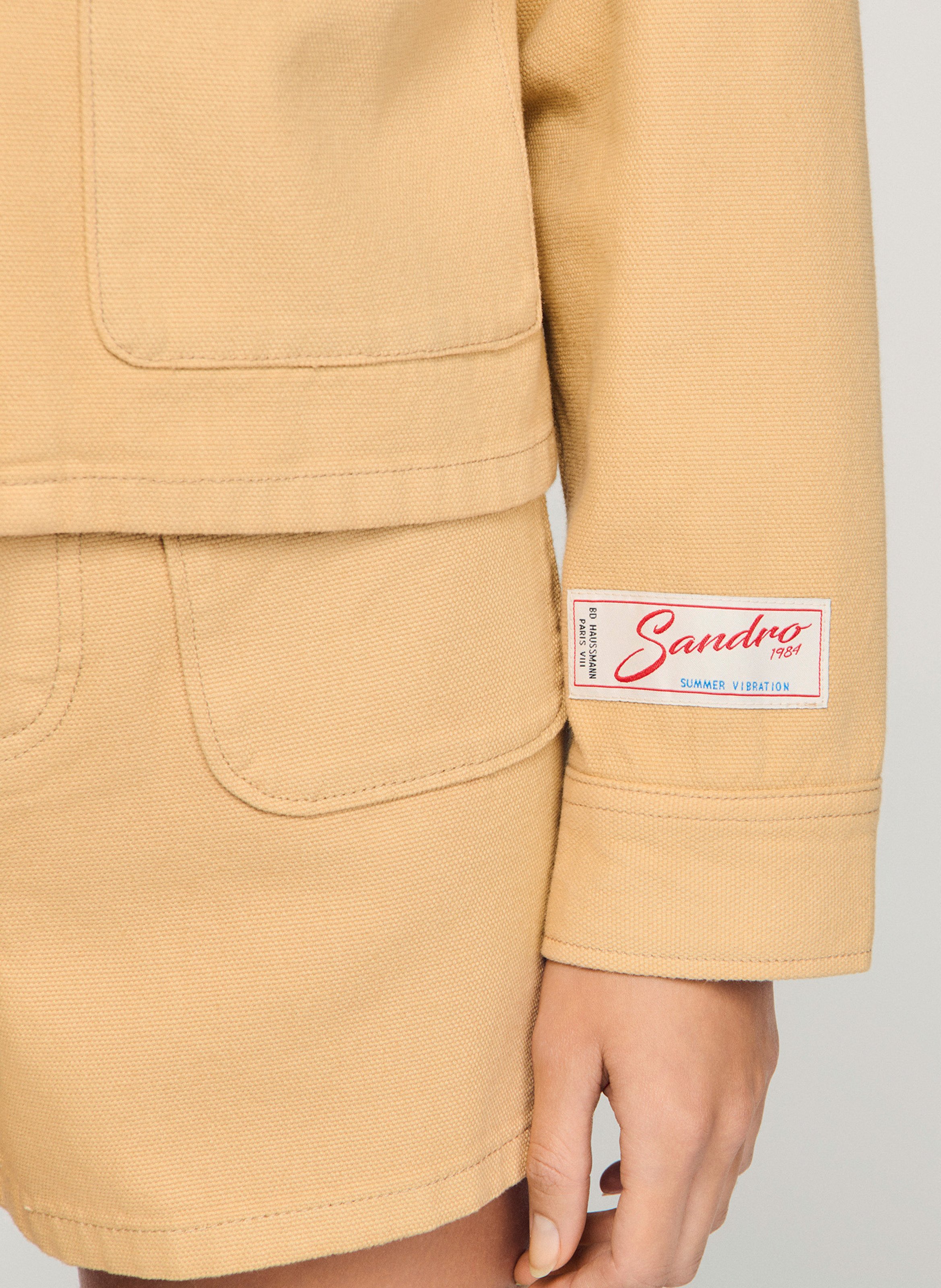 Blouson col rond en coton SANDRO Beige