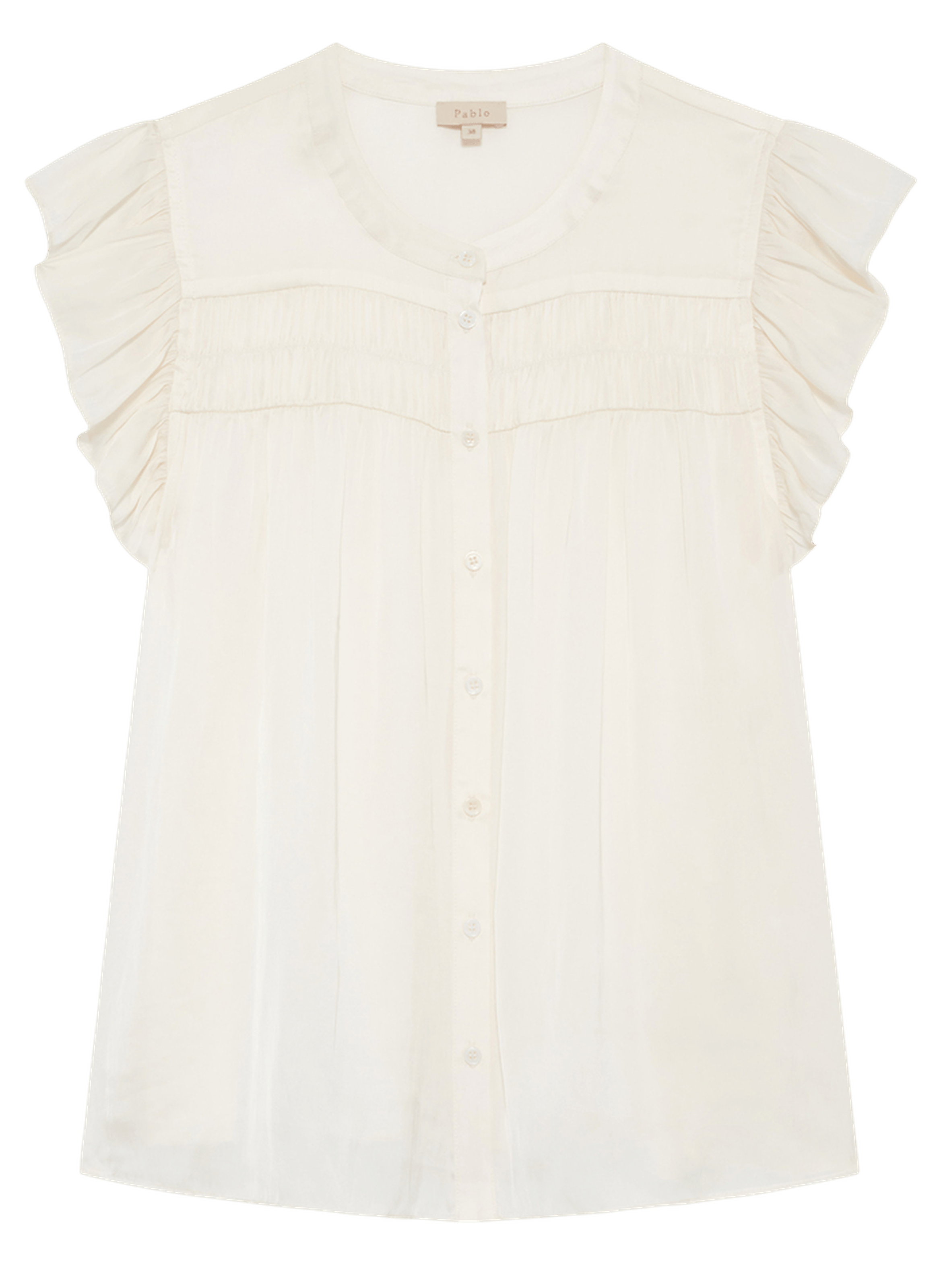 Chemise en satin à volants - cassie PABLO Beige