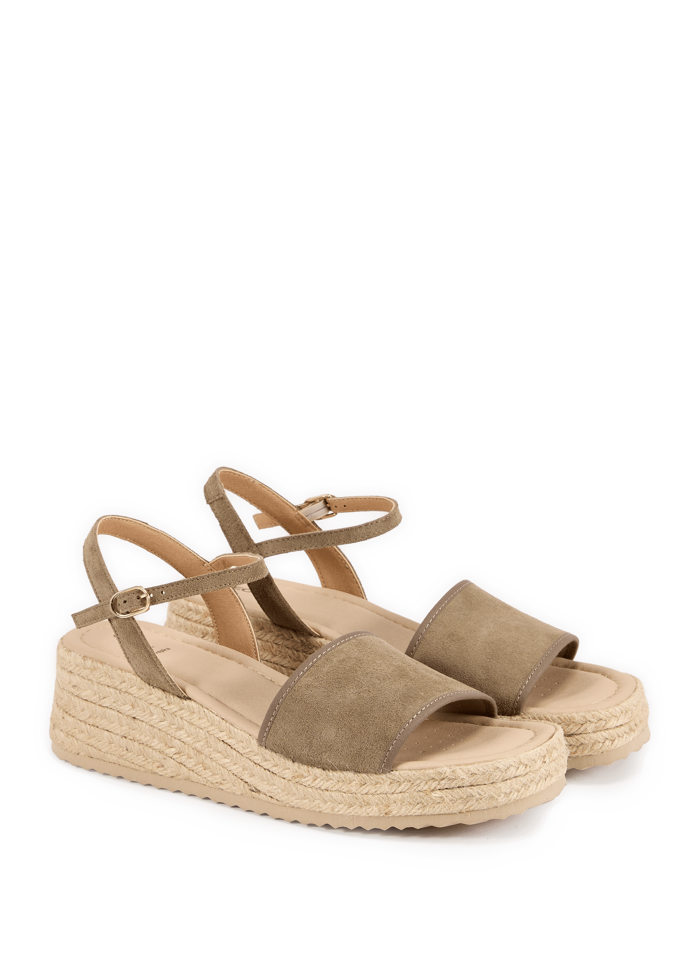 Sandales compensées Alemeria en cuir suédé GEOX Kaki