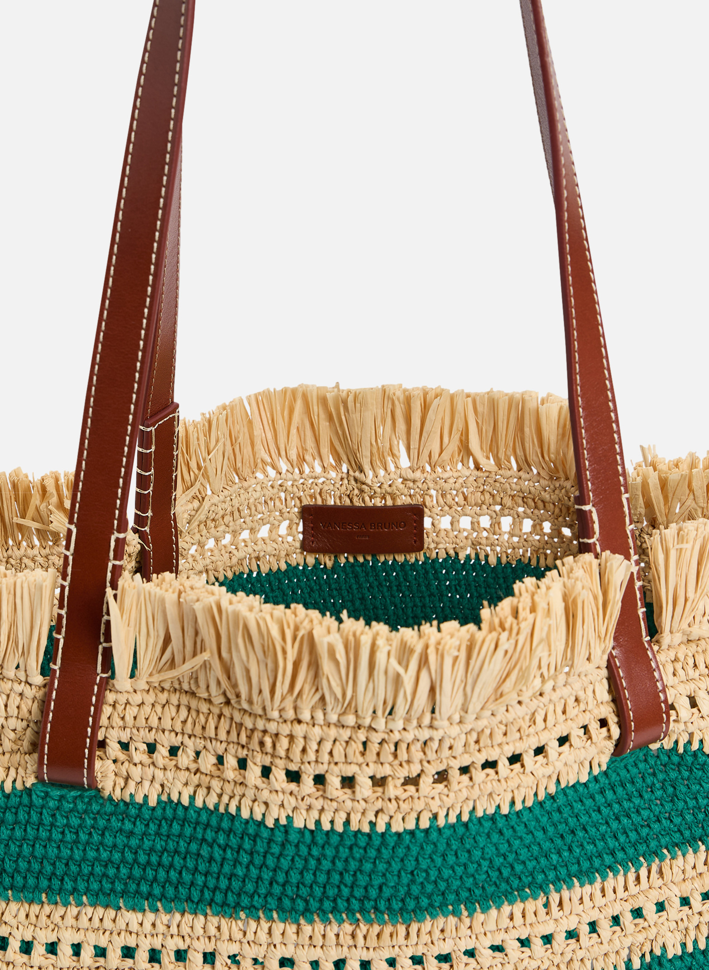 Panier en raphia et coton VANESSA BRUNO Vert