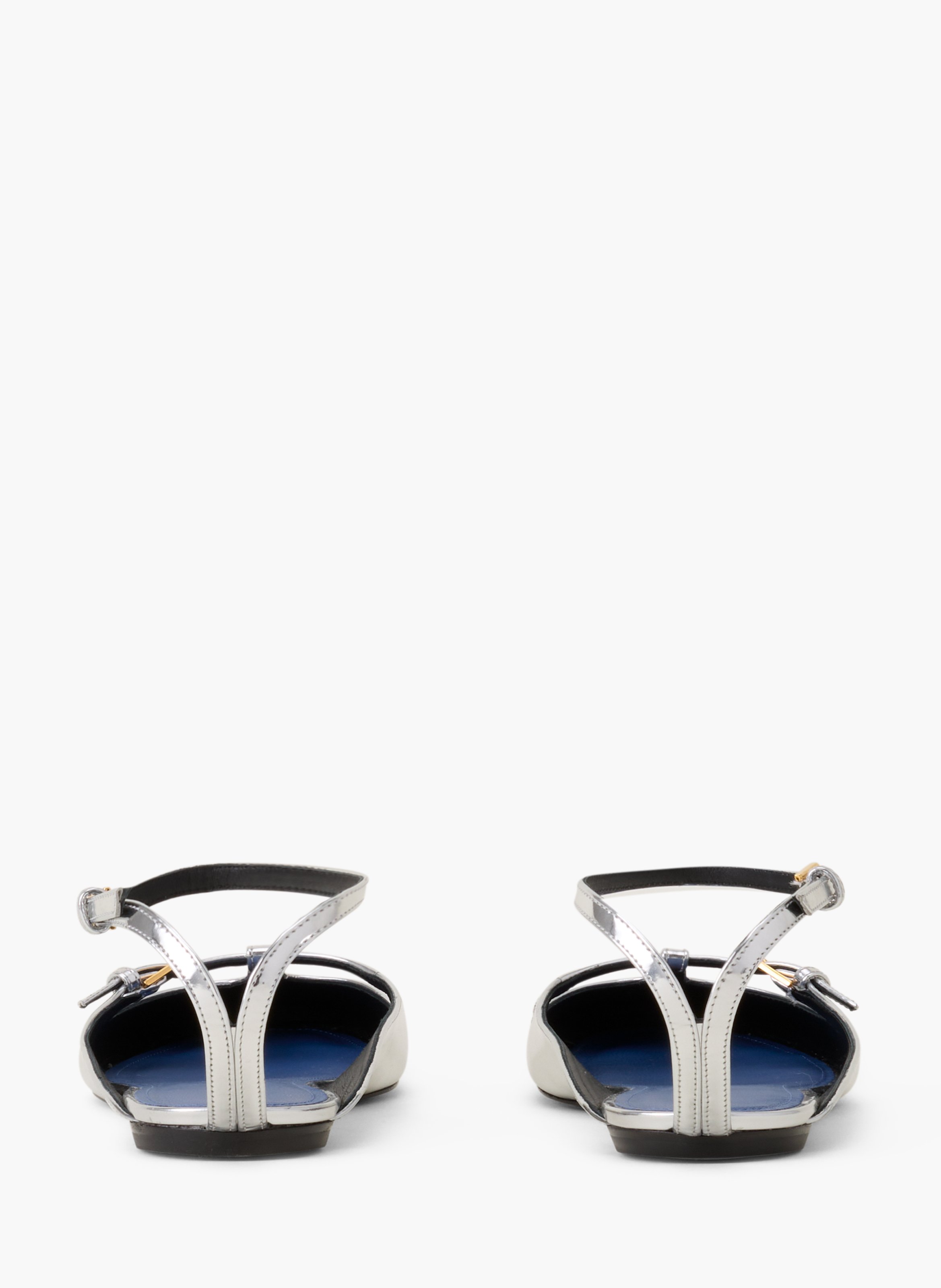 La ballerine anklet en cuir métallique LANVIN Argent