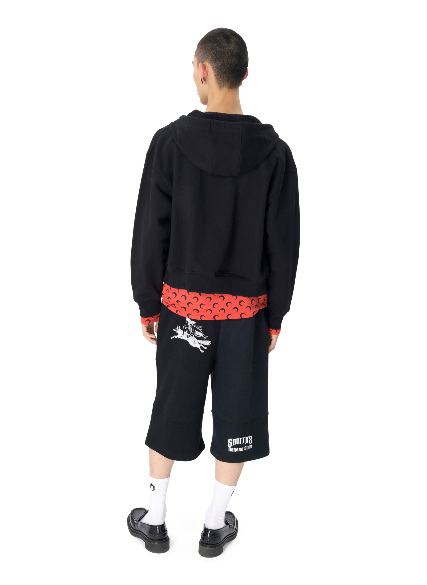Sweat à capuche zippé en polaire ms sport unisexe MARINE SERRE Noir